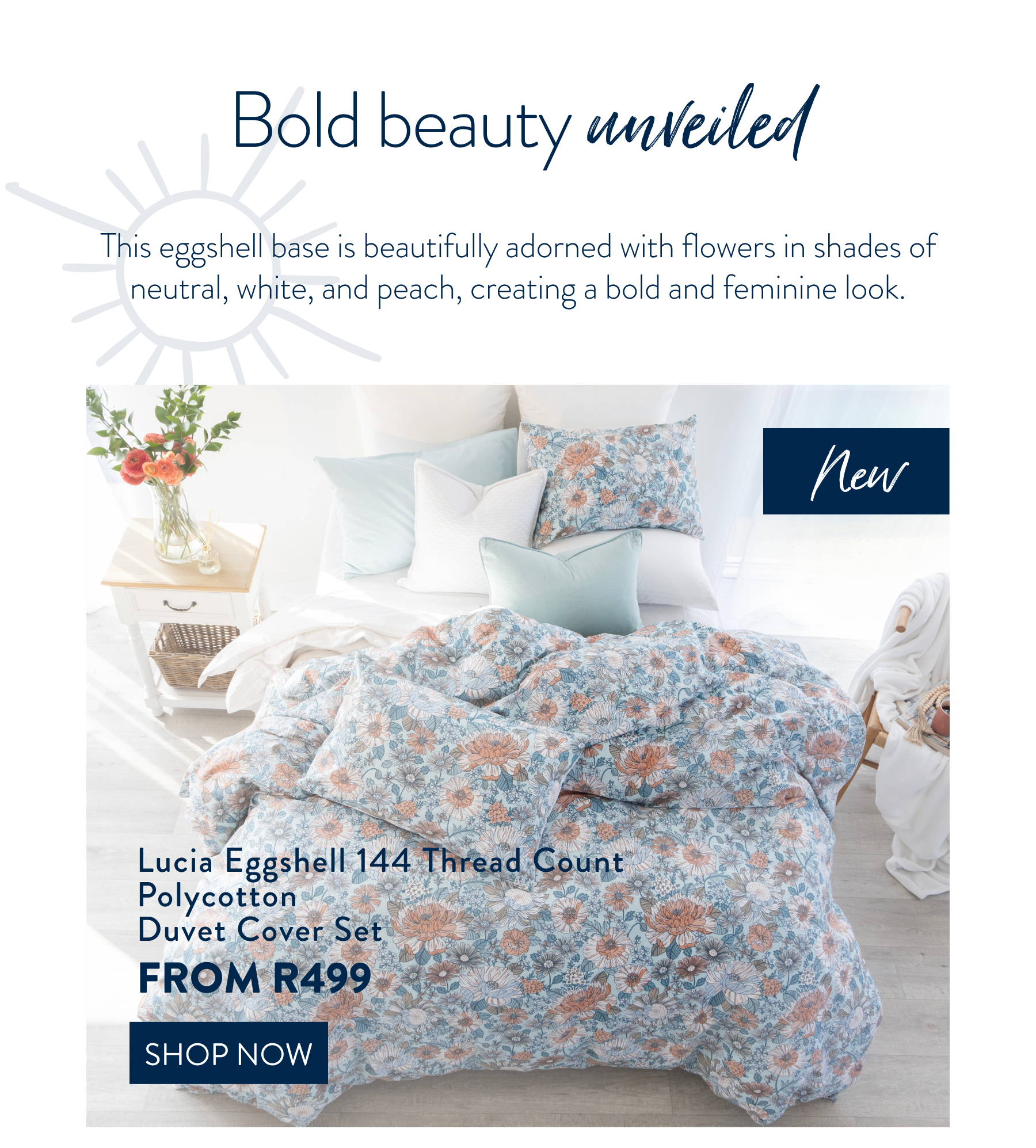 Lucia Eggshell 144 TC Duvet Cover Set FROM: 