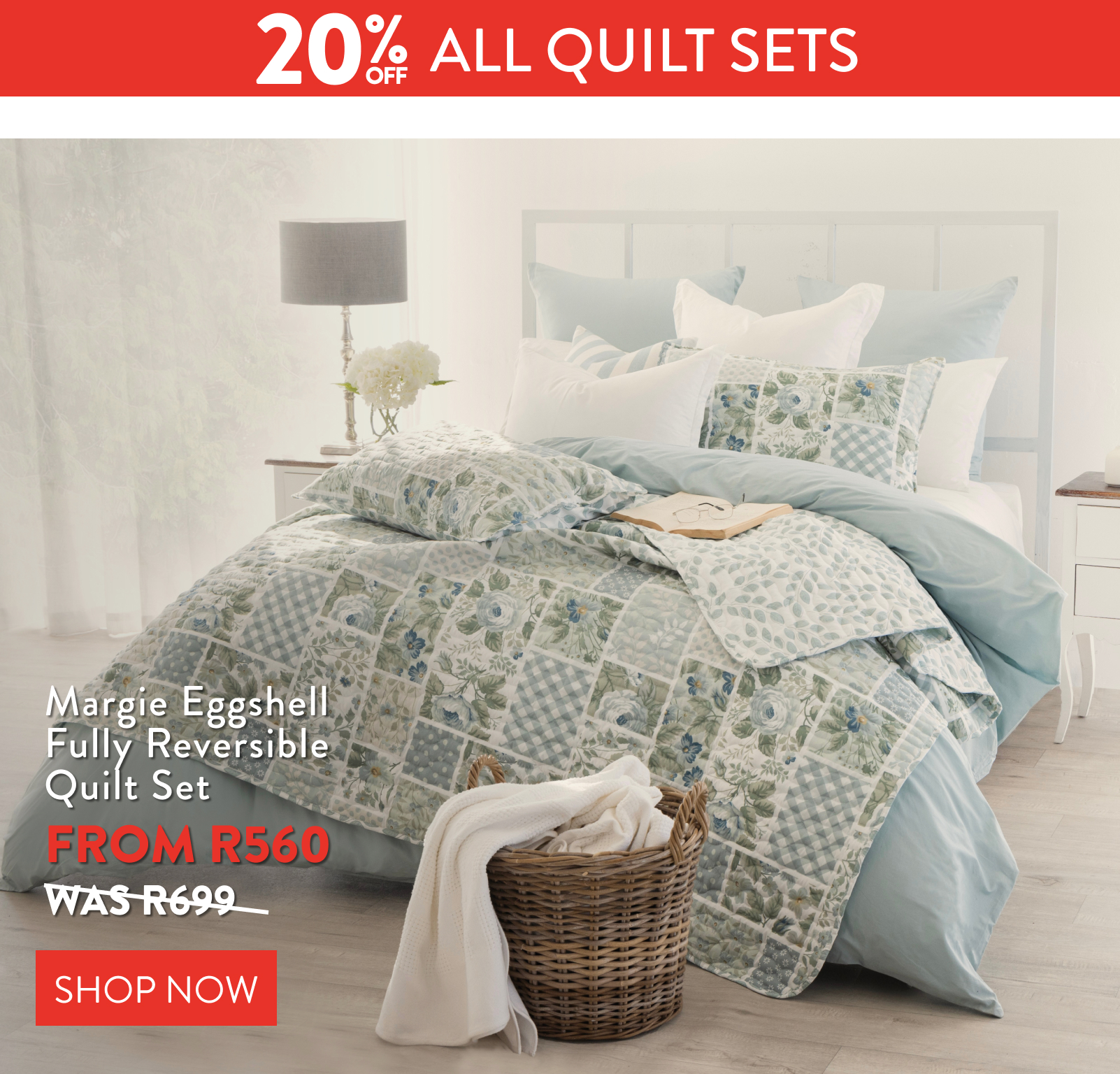 20% OFF MARGIE EGGSHELL QUILT SET FROM: