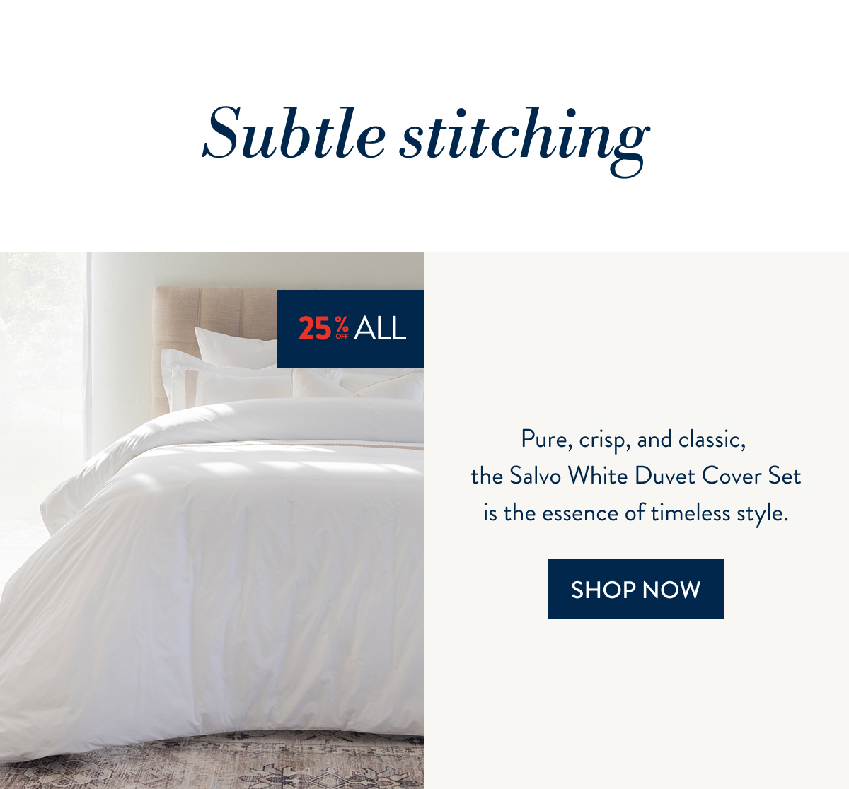 25% OFF ALL DCS - Salvo White Percale Embellished