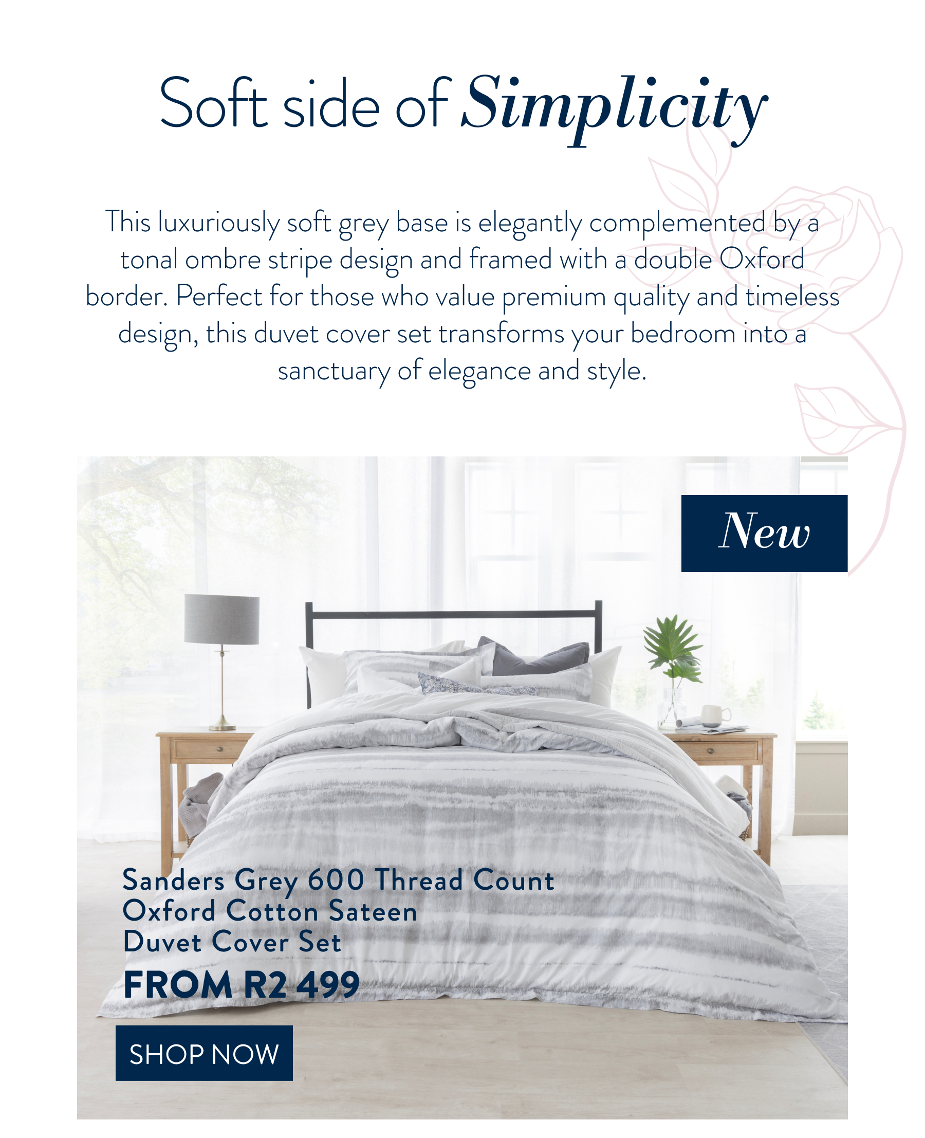 Sanders Grey 600TC Egyptian Cotton DCS FROM: 