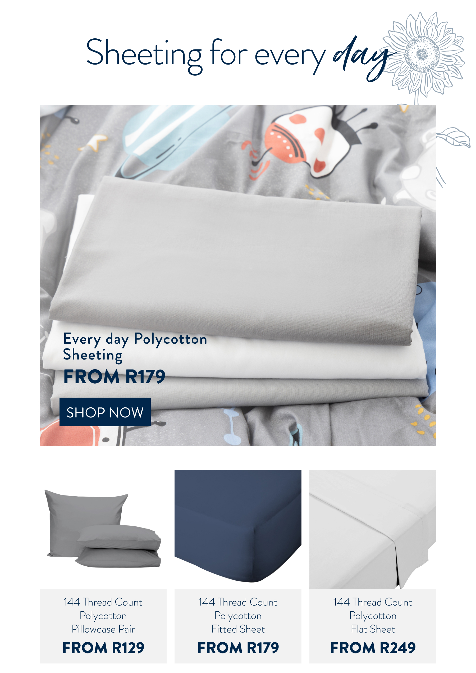 Polycotton Sheeting FROM: 