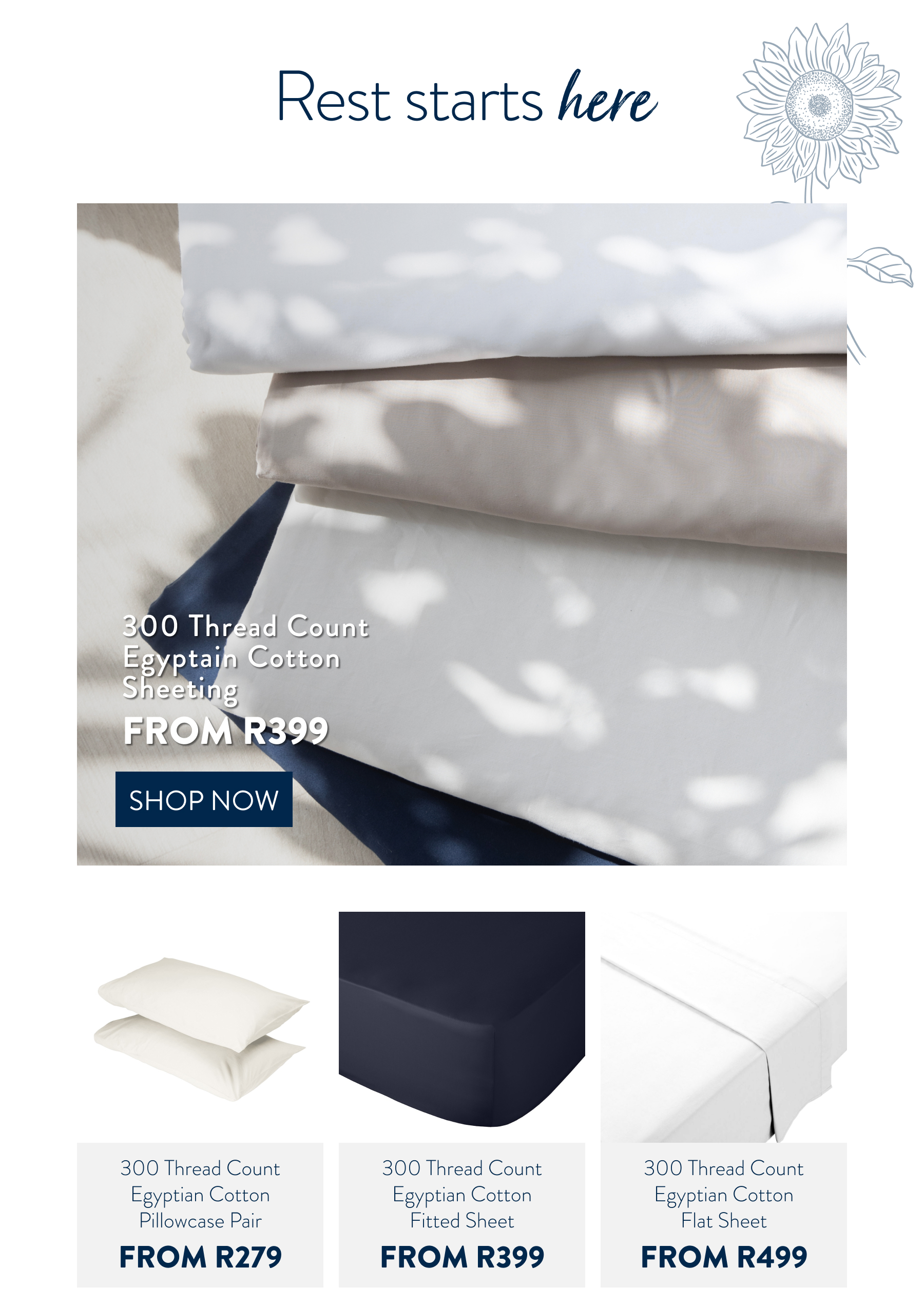 300TC EGYPTIAN SHEETING FROM: 