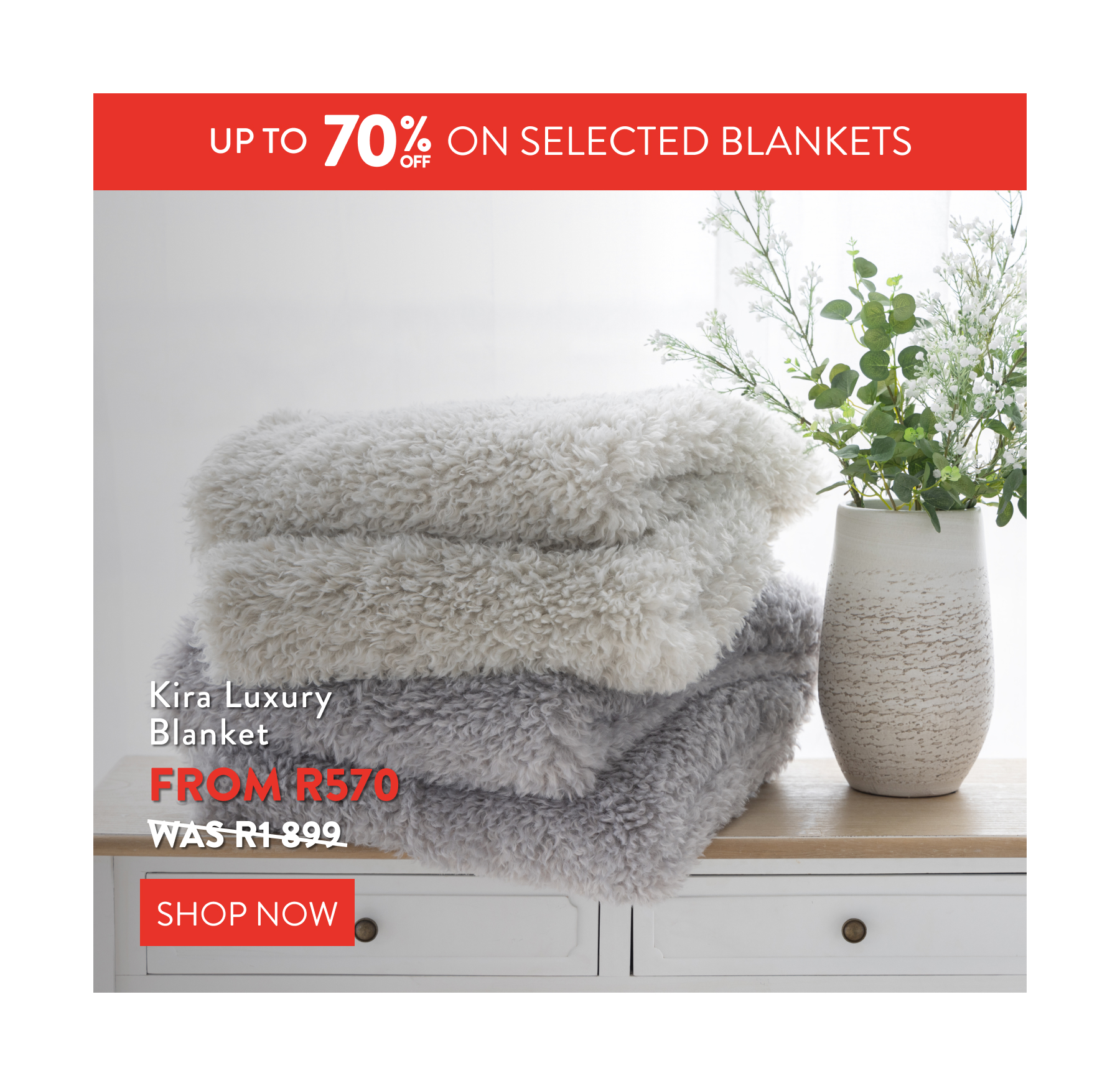 Up to 70% OFF Selected Blankets FROM: 