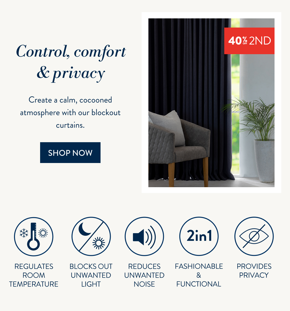 BUY 1 & GET 40% OFF 2ND - BLOCKOUT CURTAINS
