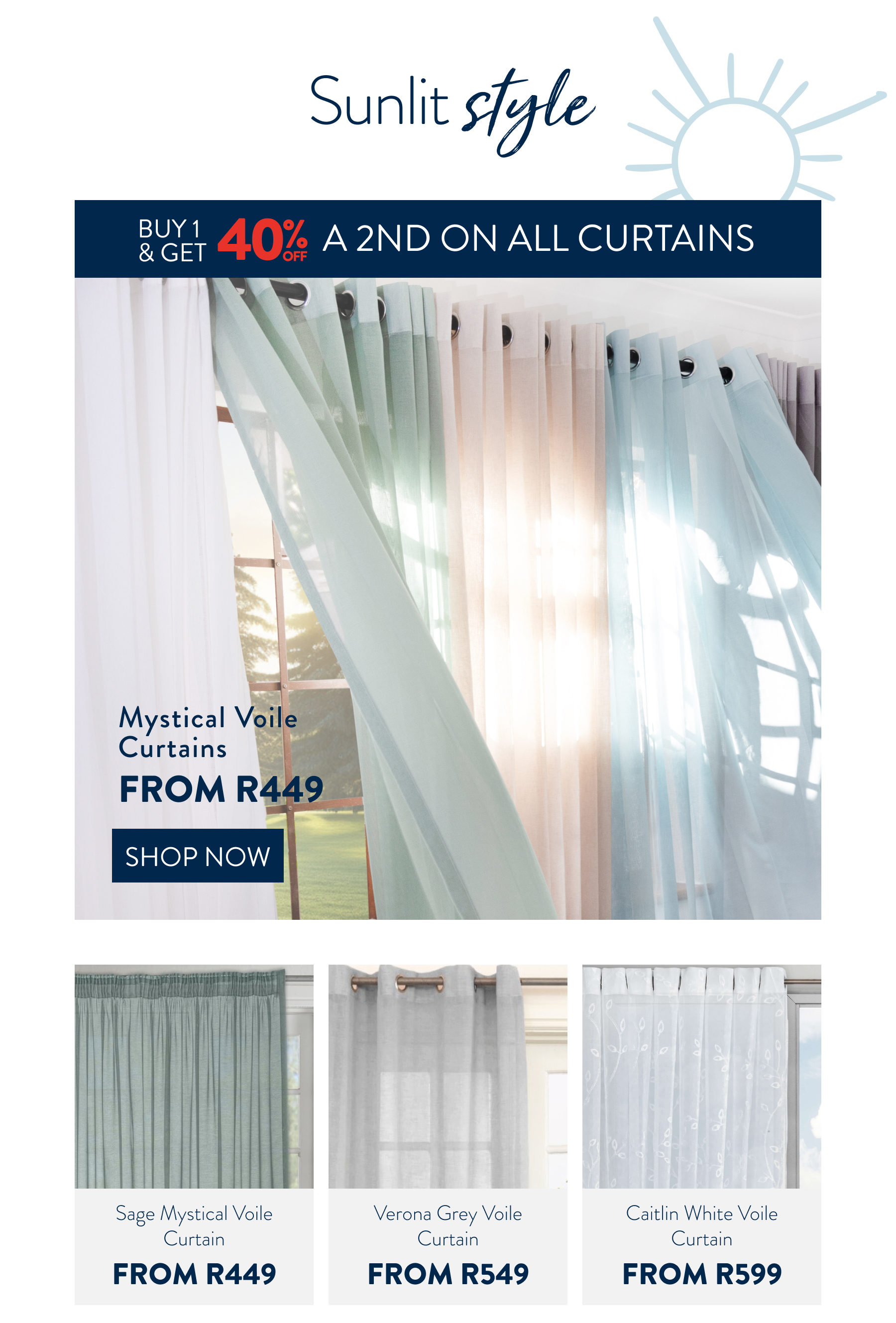 Get 40% OFF a 2nd ALL Curtains FROM: