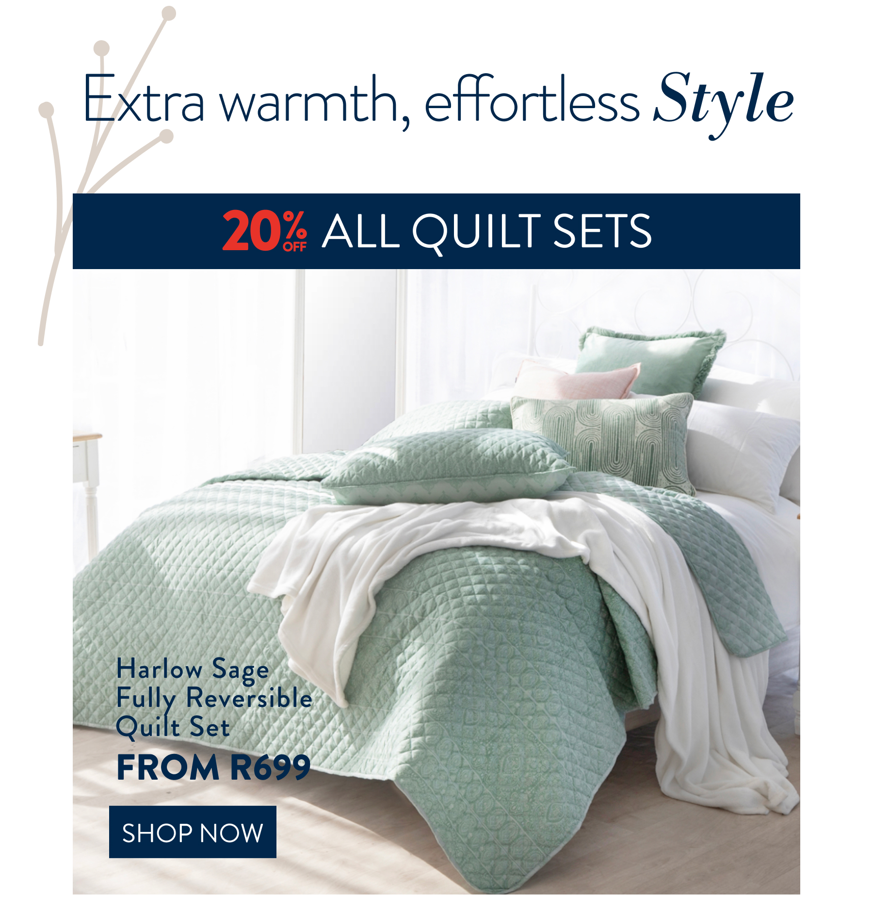 HARLOW SAGE QUILT SET FROM: 