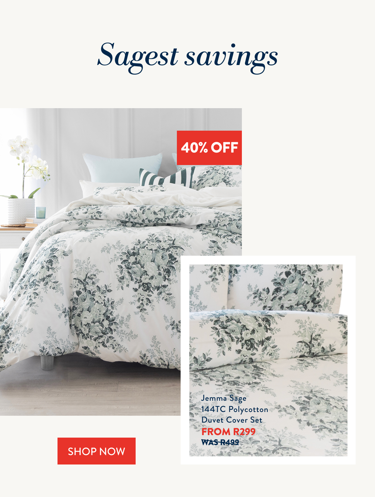 40% OFF Jemma Sage 144TC Polycotton DCS