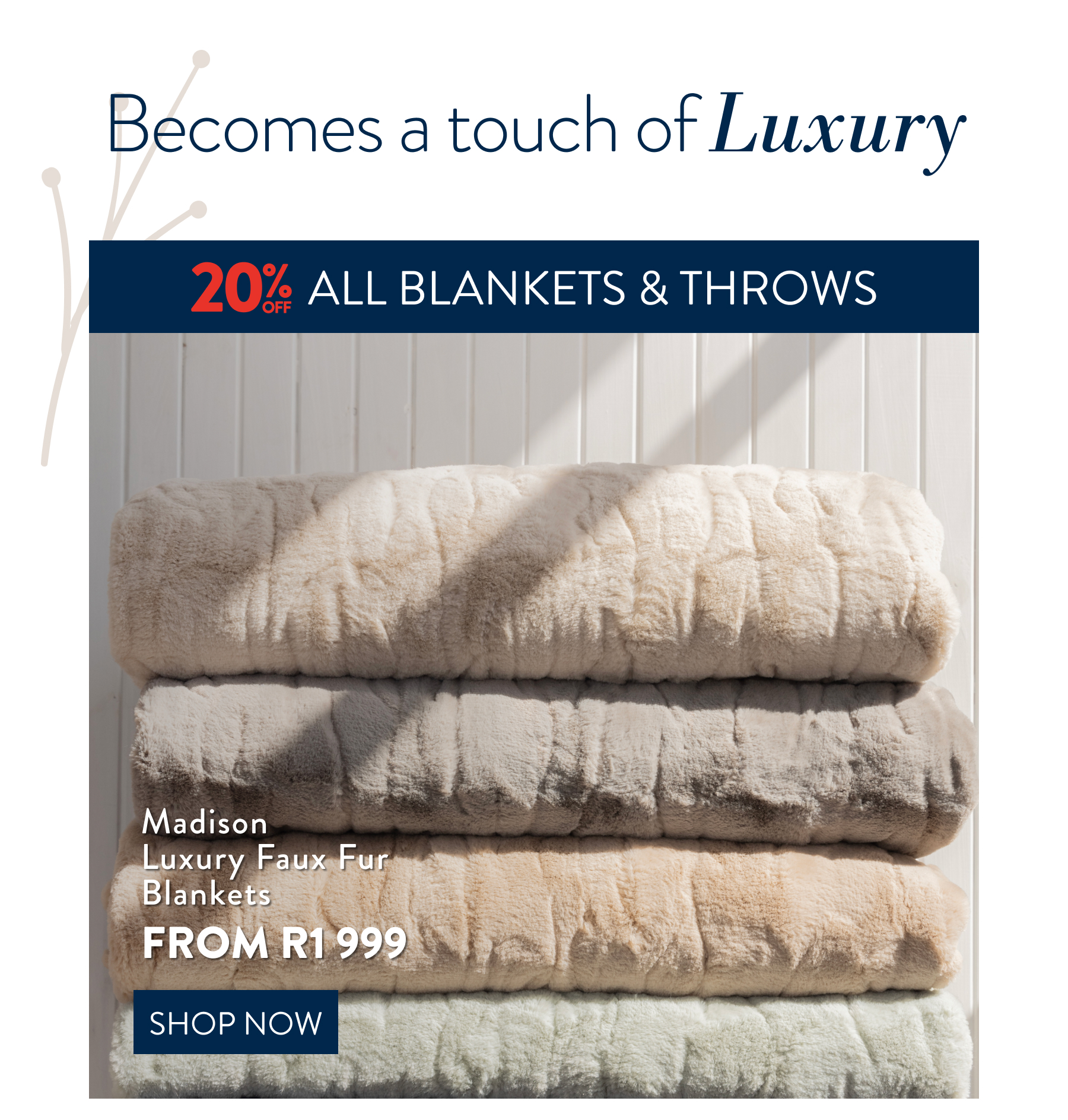 20% OFF Madison Blankets FROM: 