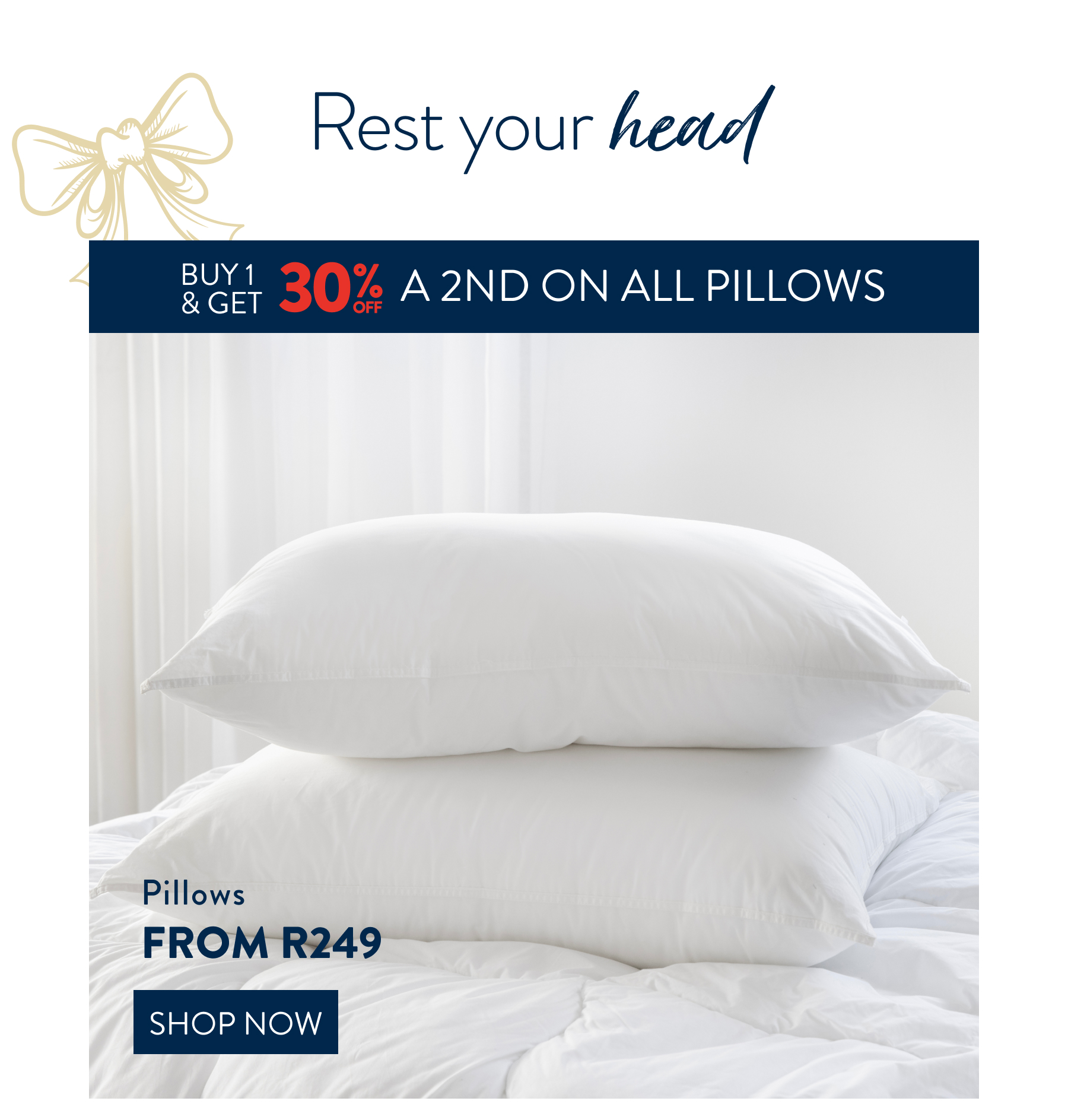 Buy 1, Get 30% On ALL Pillows FROM: 