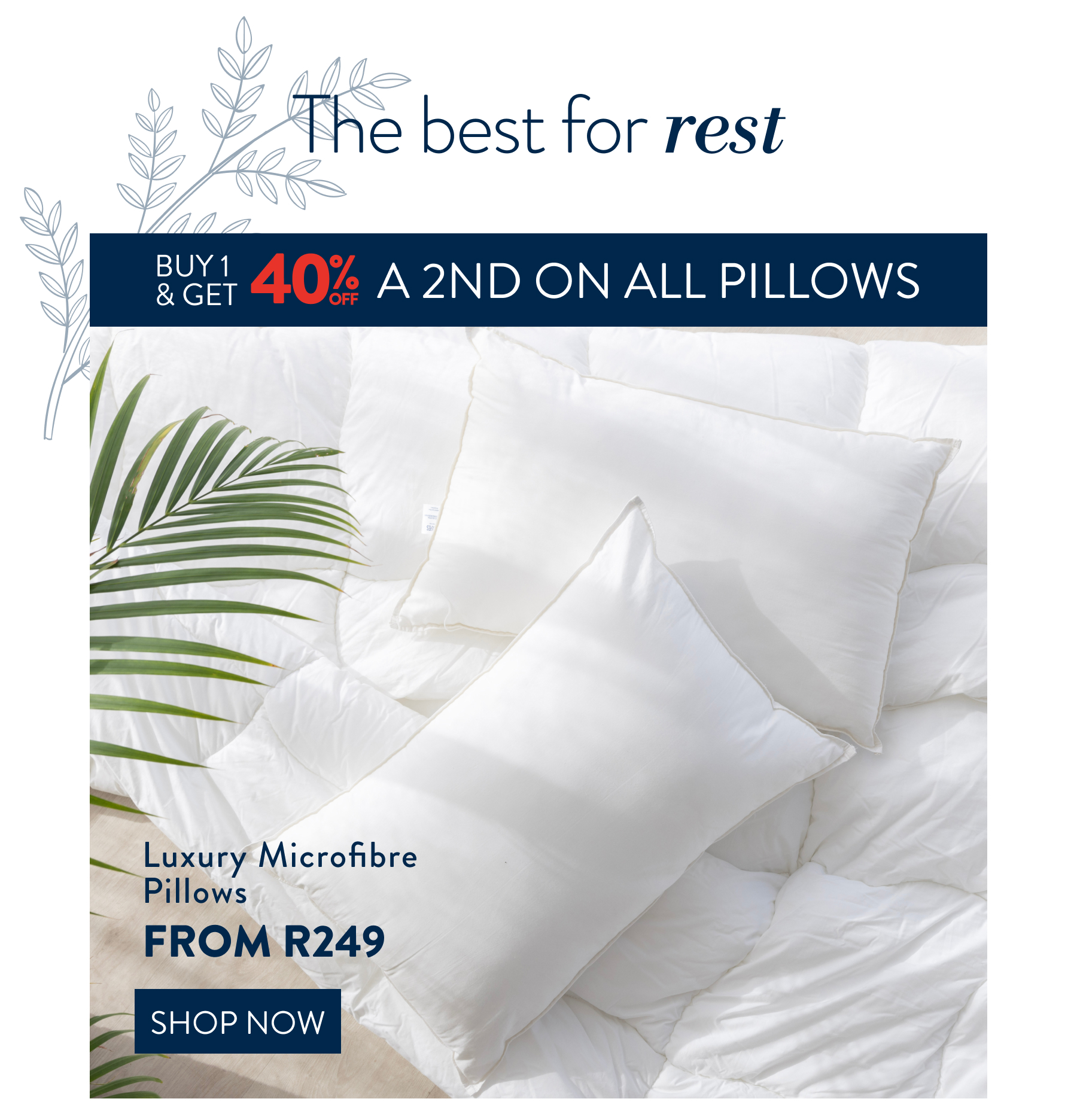 Buy 1 & Get 40% OFF a 2nd ALL Pillows FROM: 