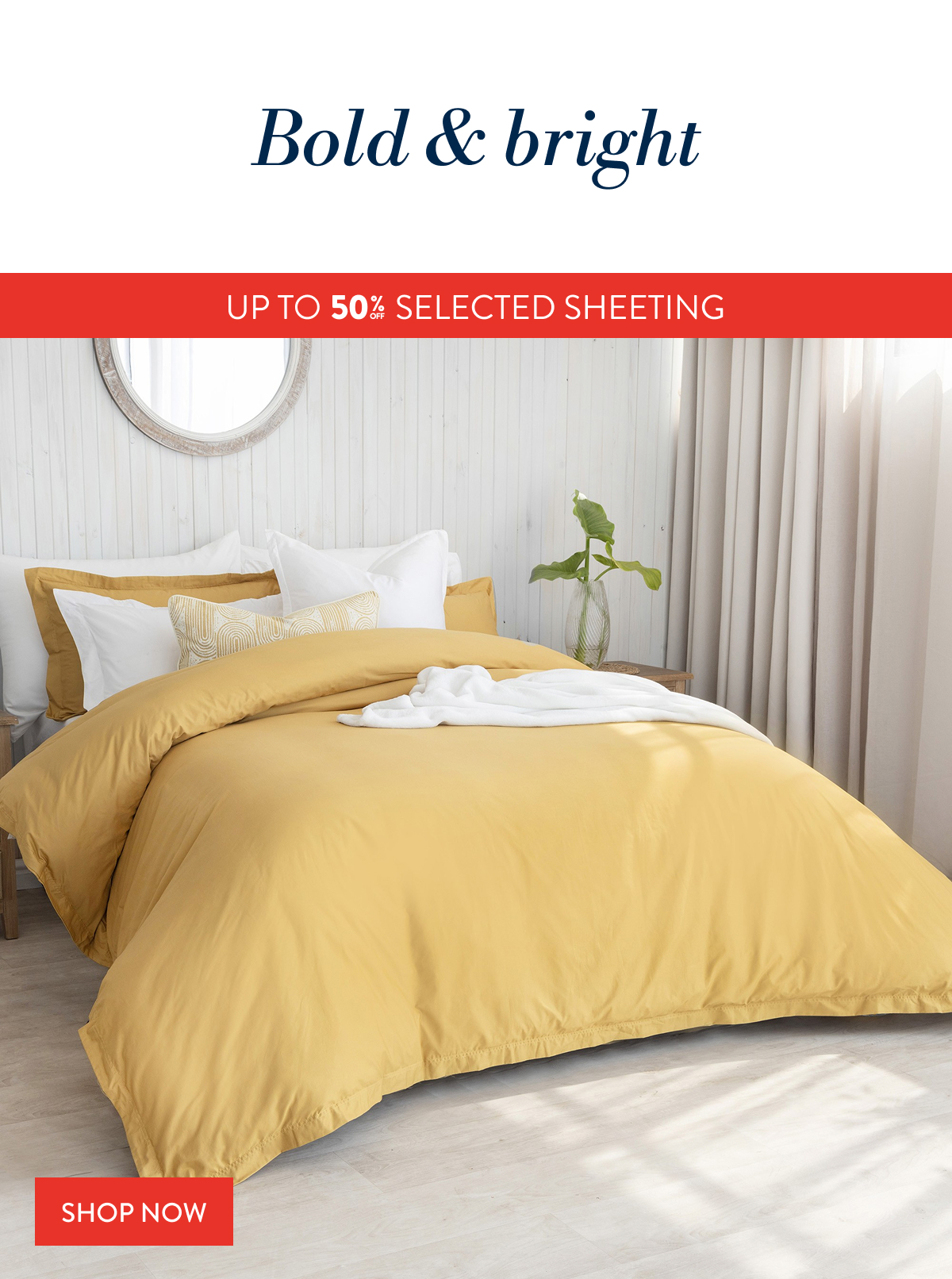UP TO 50% OFF SELECTED SHEETING - Honey 300TC