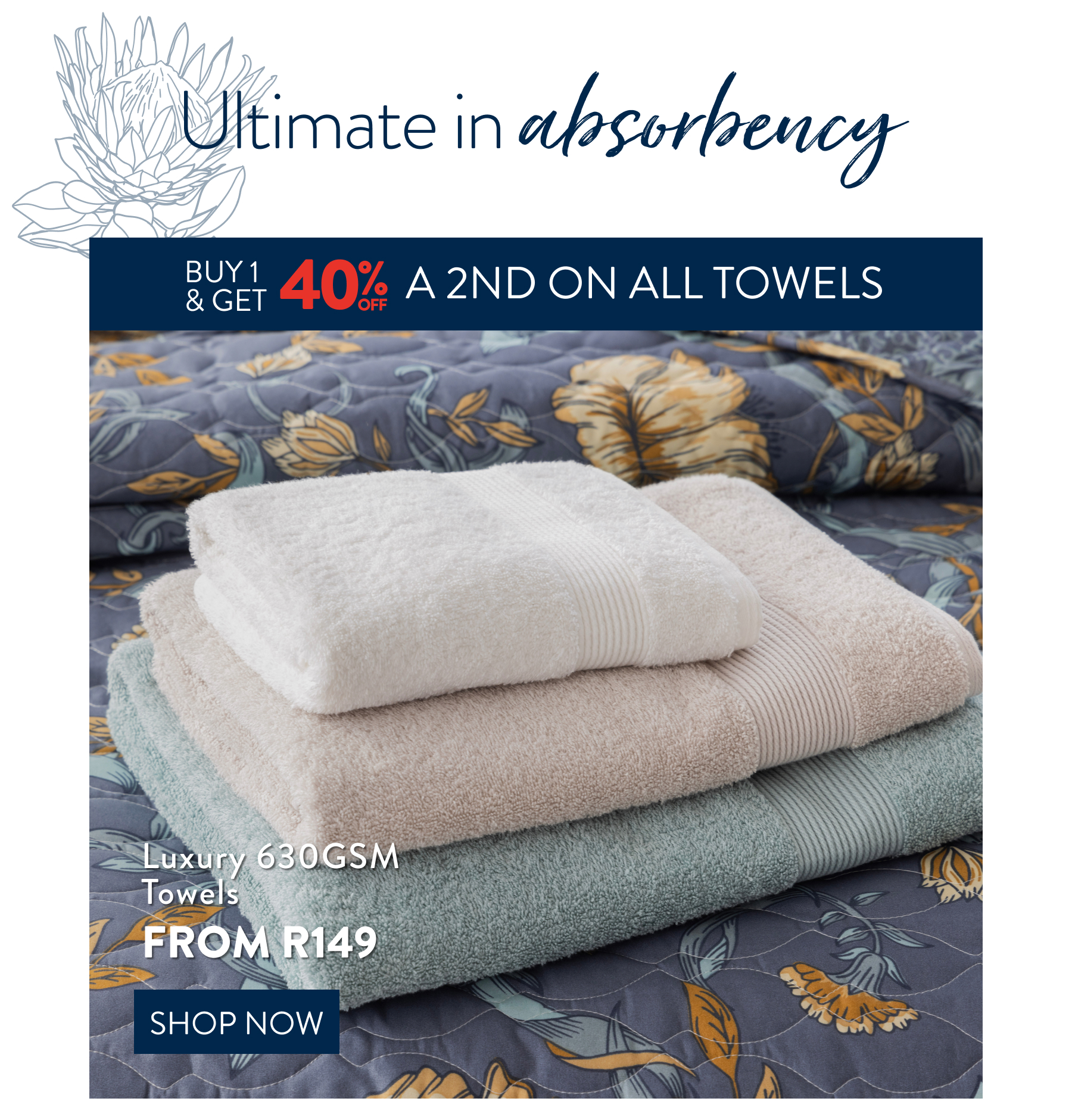40% OFF 2nd ALL Towels