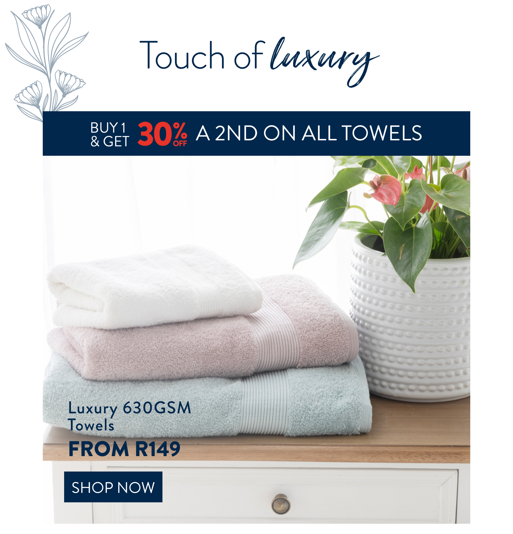 Buy 1, Get 30% OFF 2nd ALL Towels: 