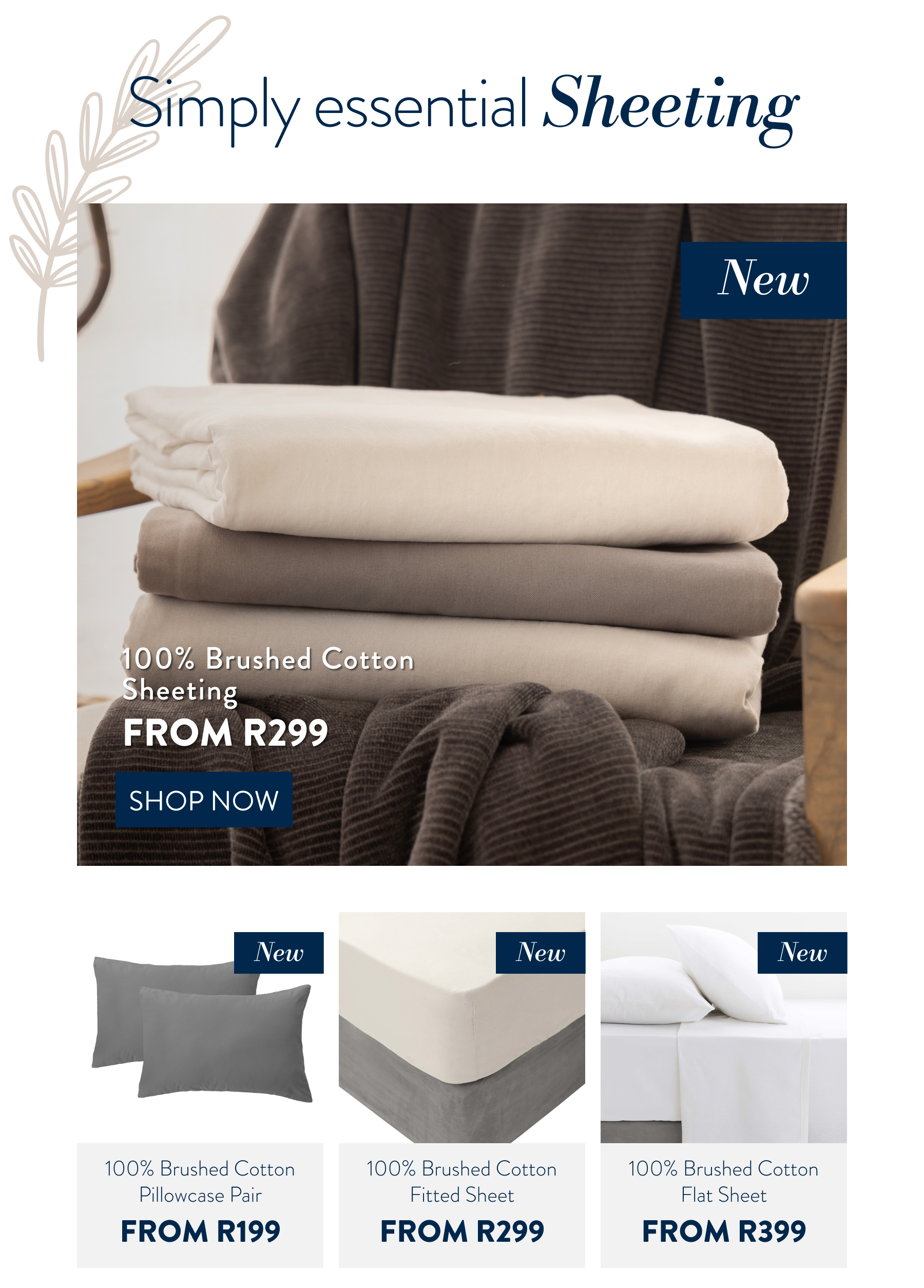 Brushed Cotton Sheeting FROM: 