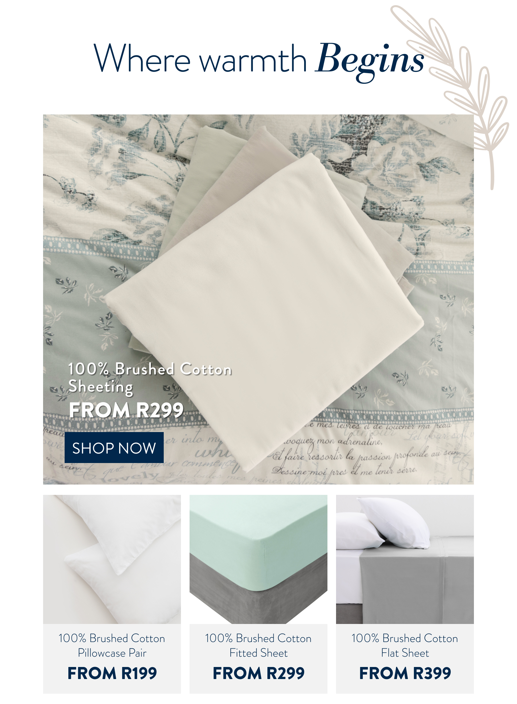 100% Brushed Sheeting FROM: 