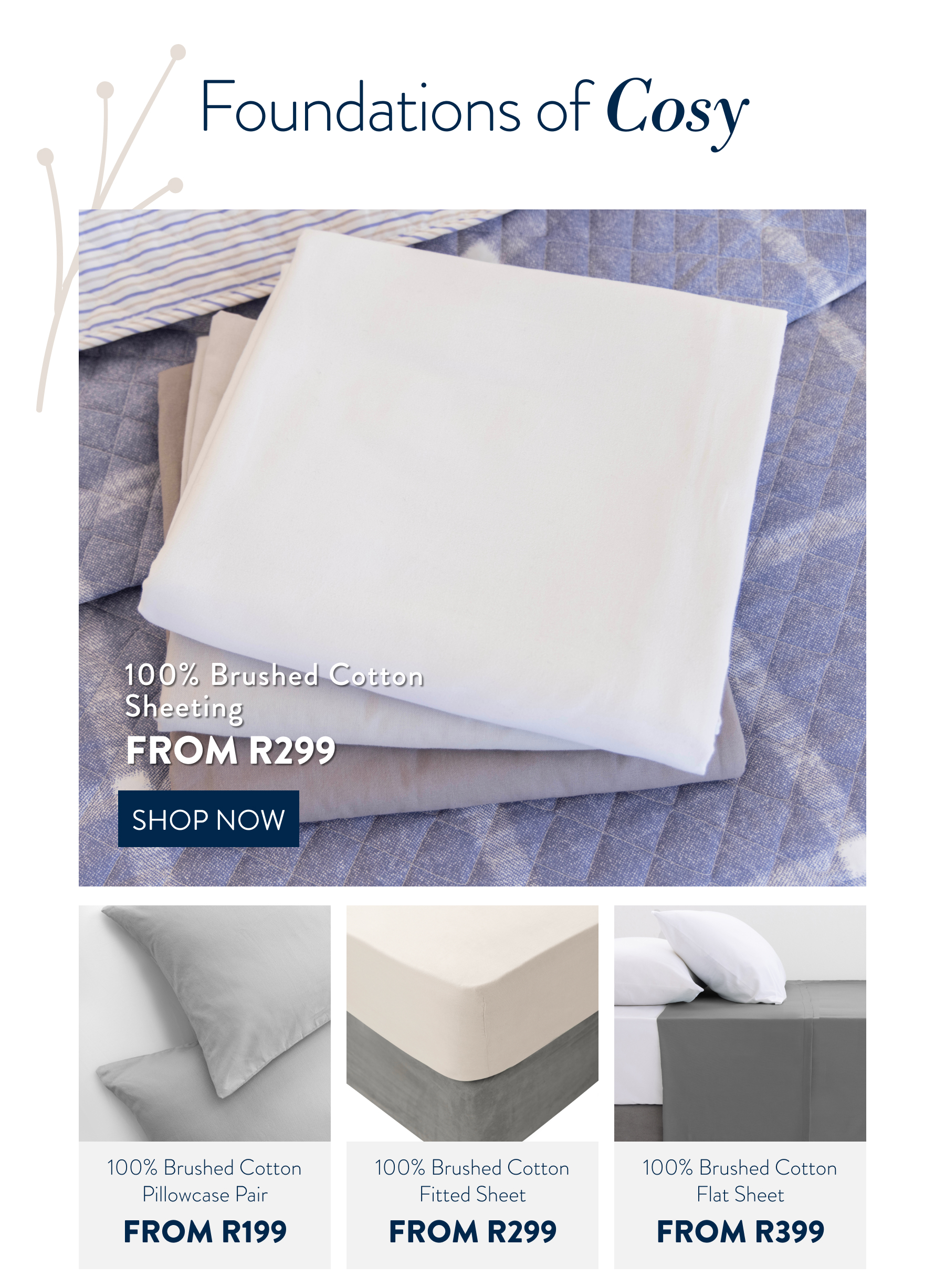 100% Brushed Sheeting FROM: 