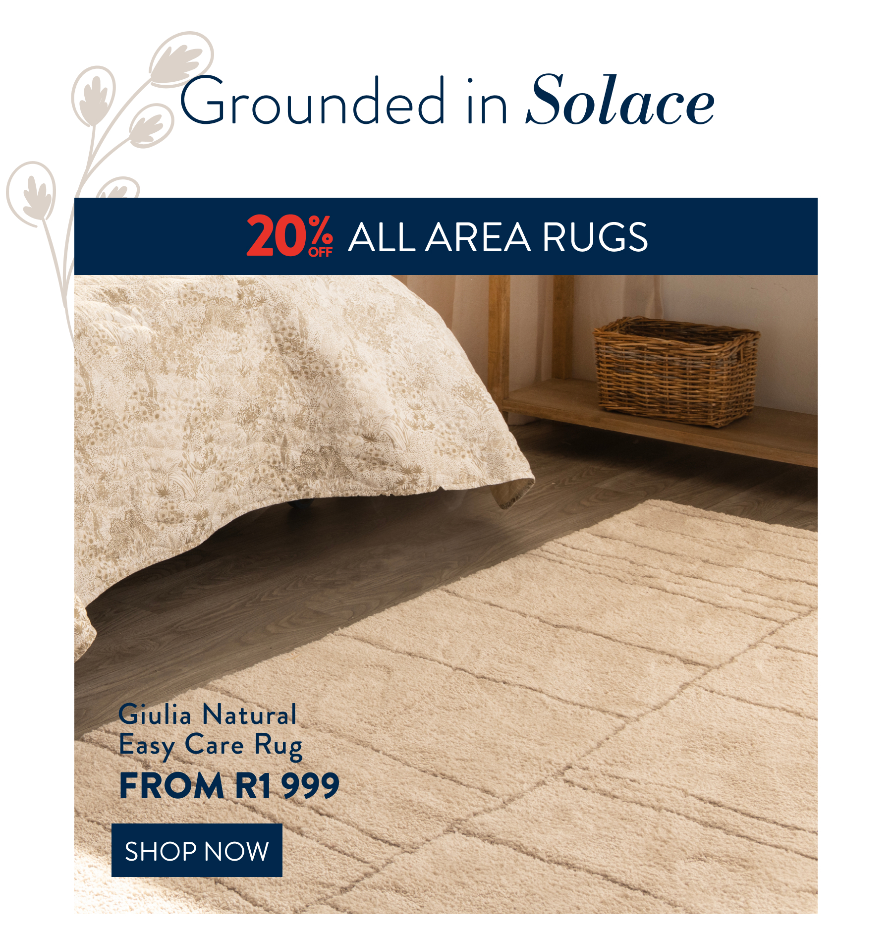 20% OFF ALL AREA RUGS FROM: 