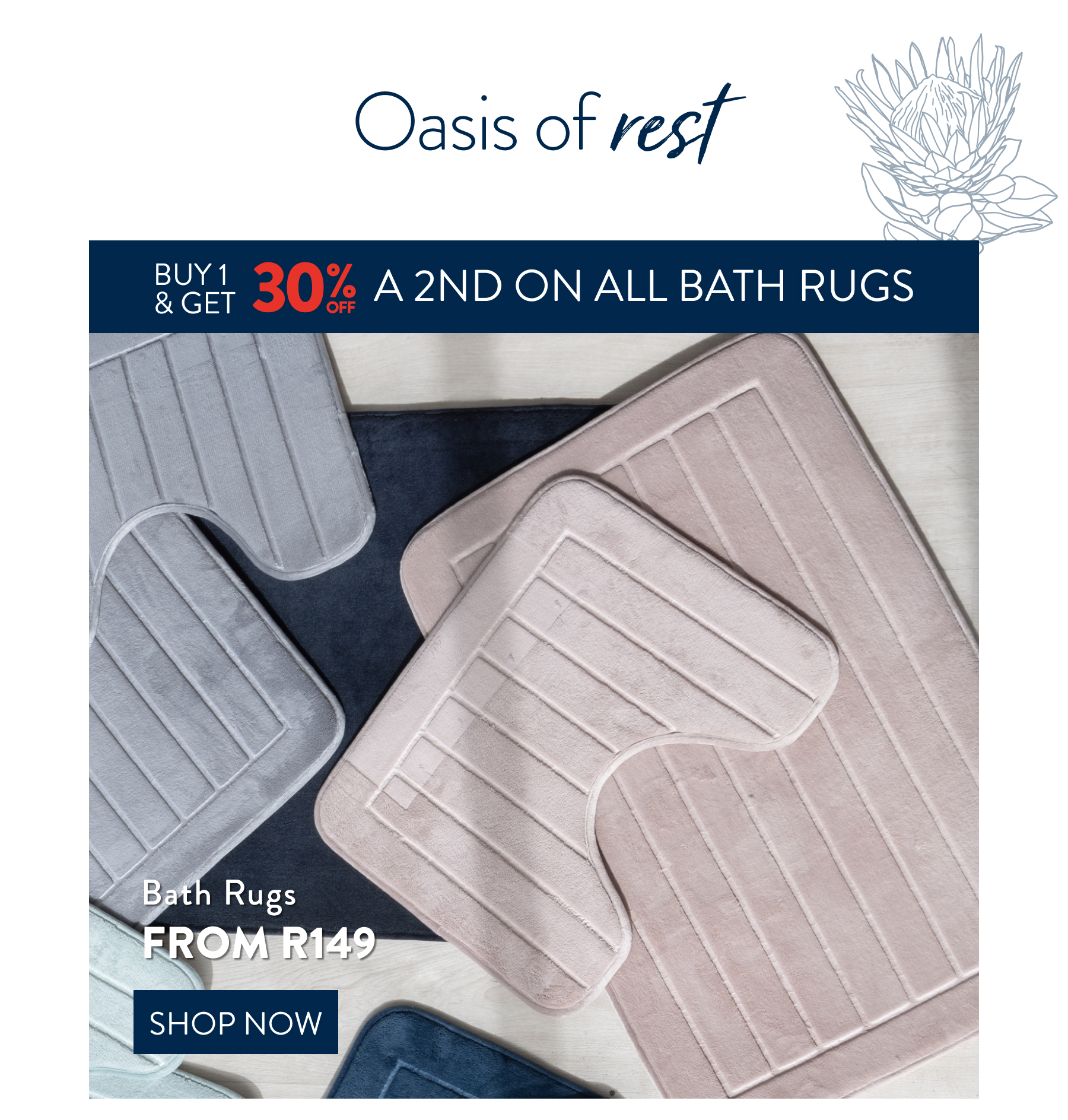 Buy 1, Get 30% OFF a 2nd ALL Bath Rugs FROM: 