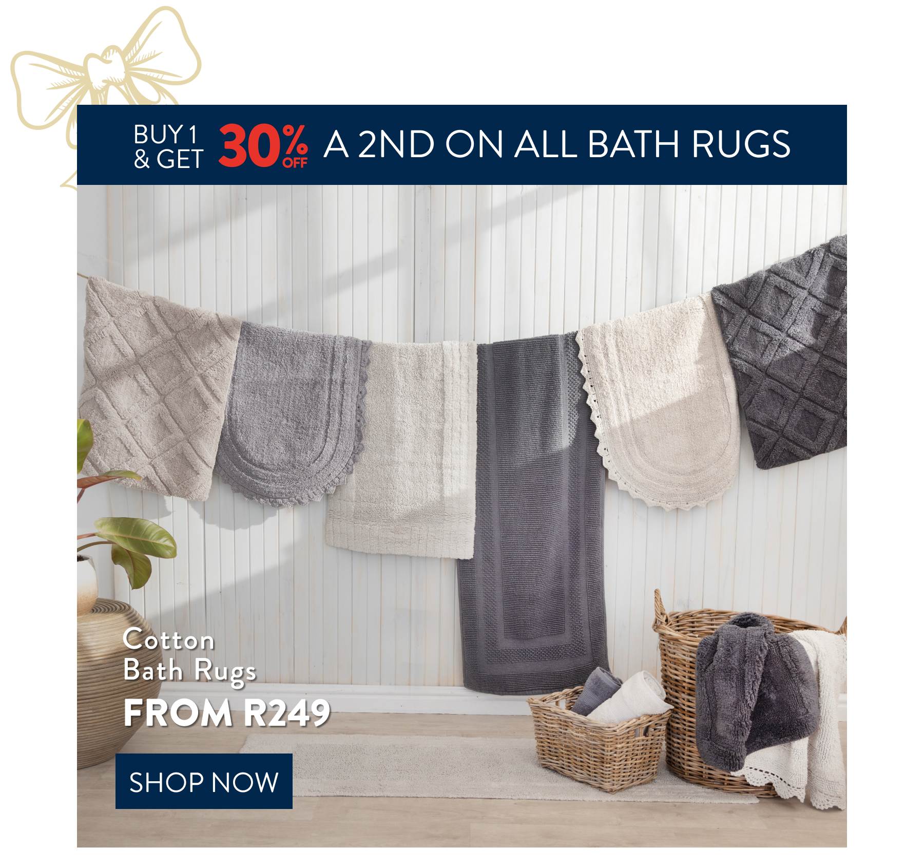 Buy 1, Get 30% OFF 2nd ALL Bath Rugs: 
