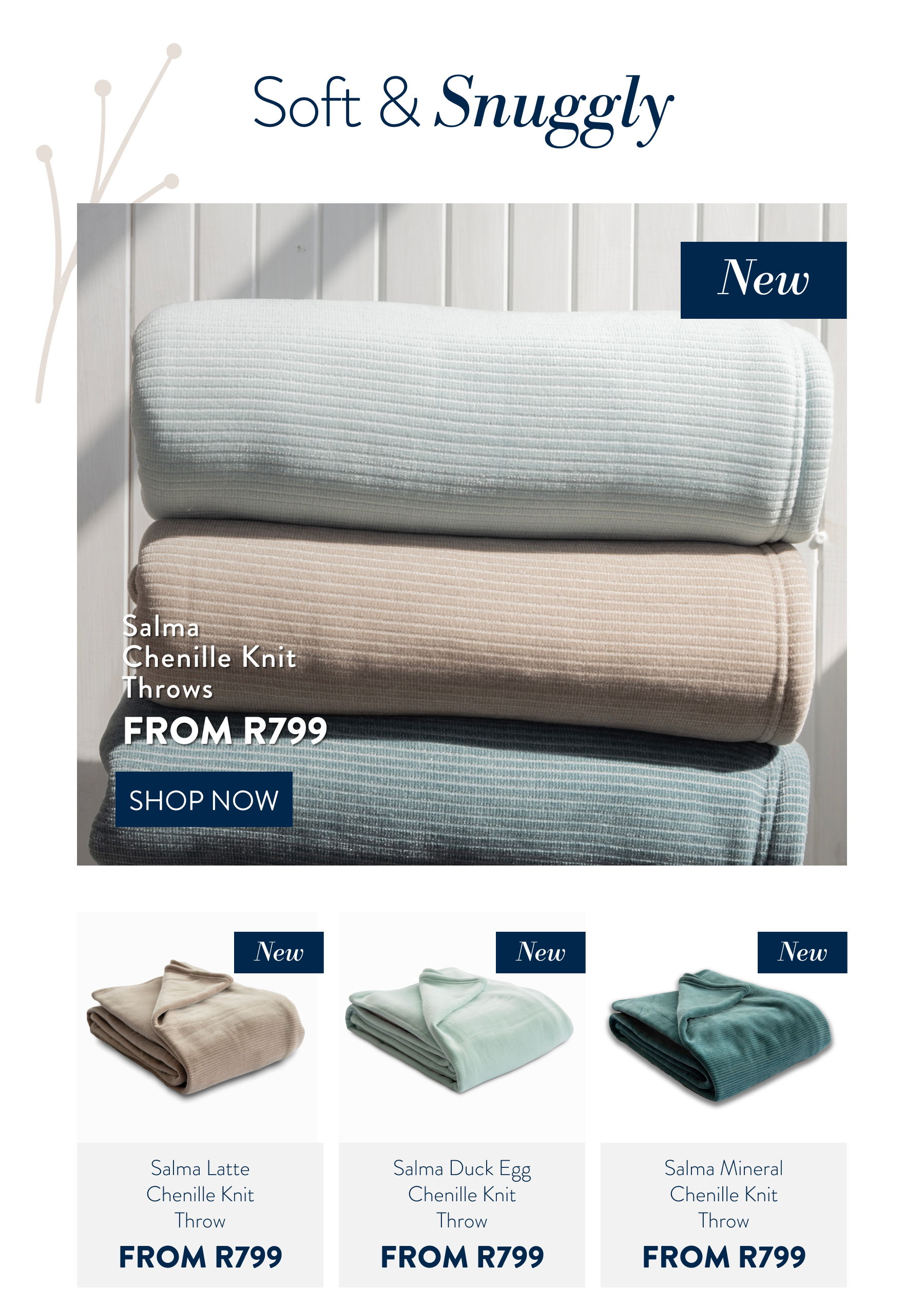 Salma Chenille Knite Throws FROM: 