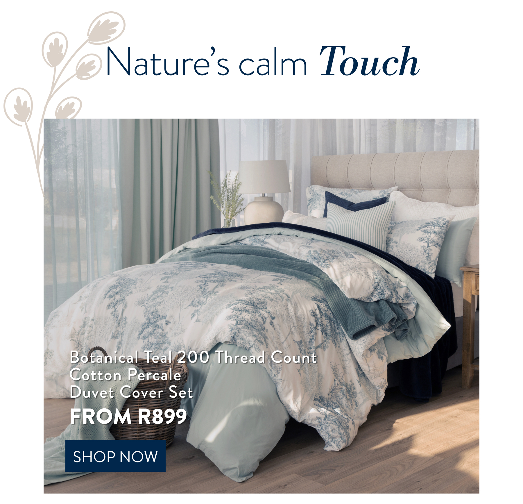 BOTANICAL TEAL DUVET COVER SET FROM: 