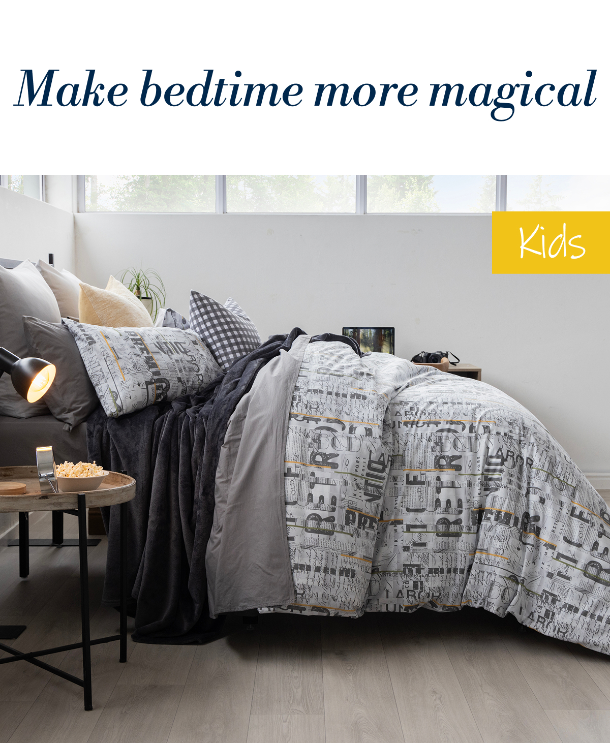 Brady Grey Kids Duvet Cover Set FROM