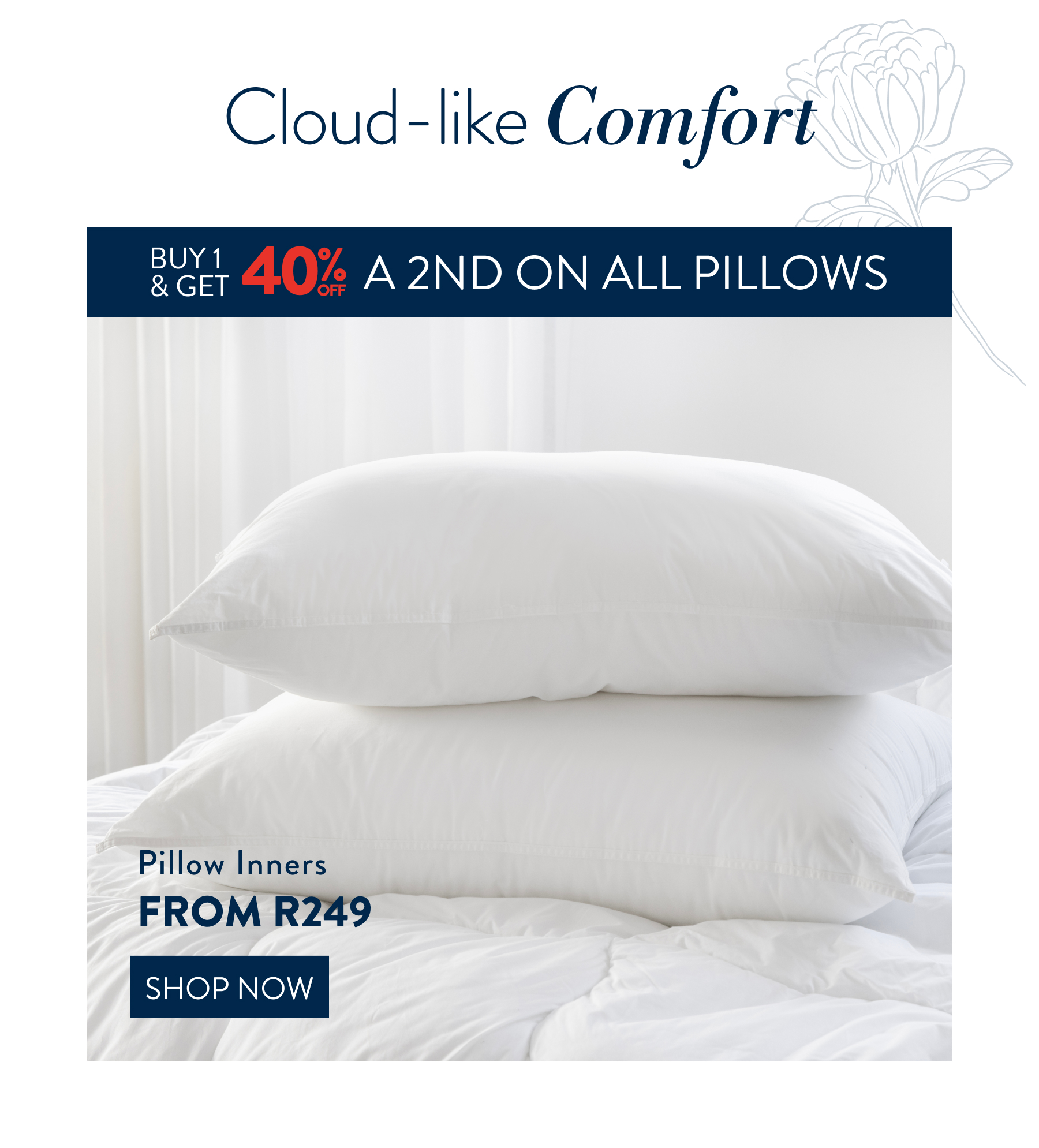 Buy 1 & Get 40% OFF a 2nd ALL Pillows FROM: 