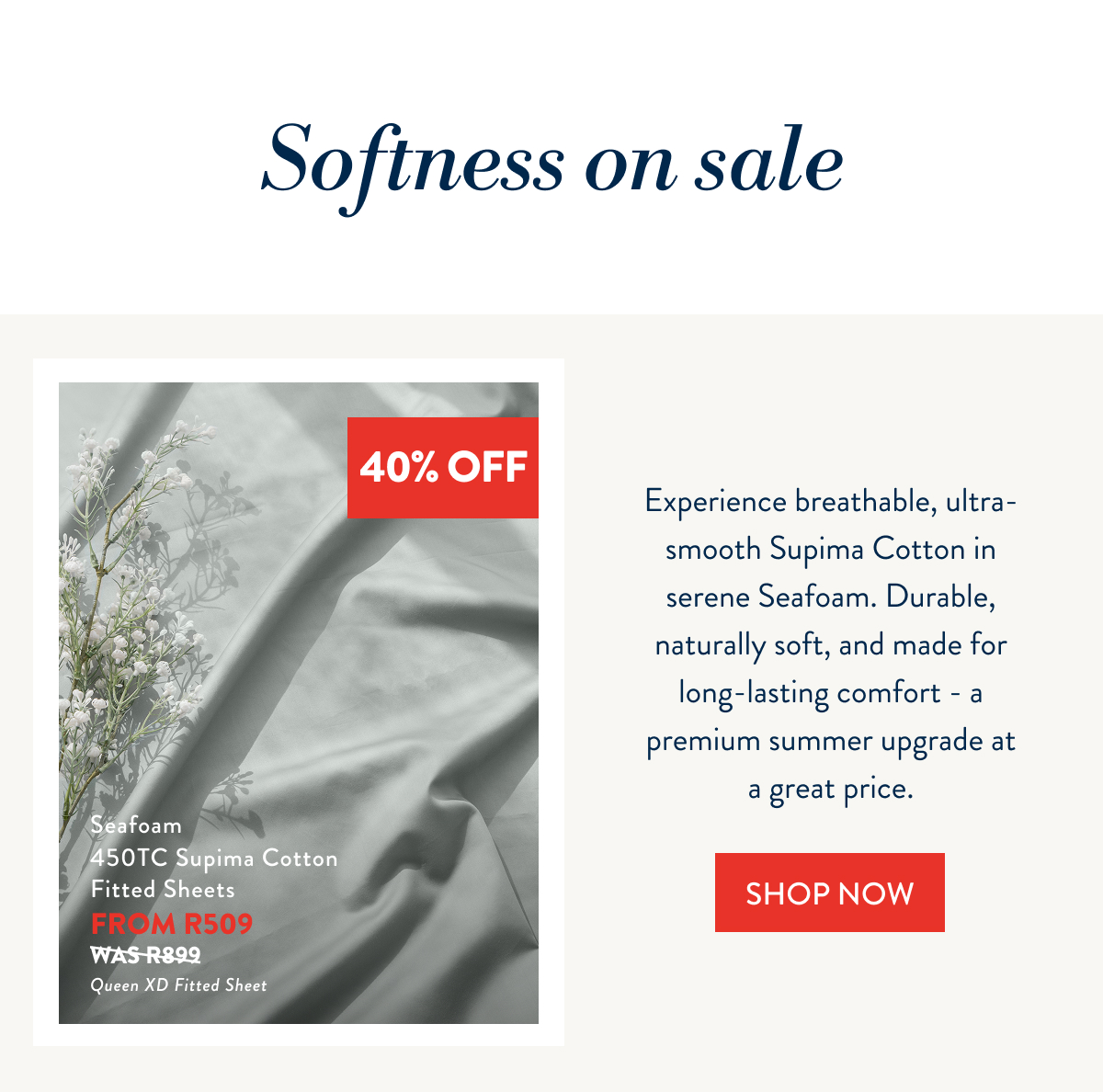 40% OFF Seafoam Supima Cotton Fitted Sheets