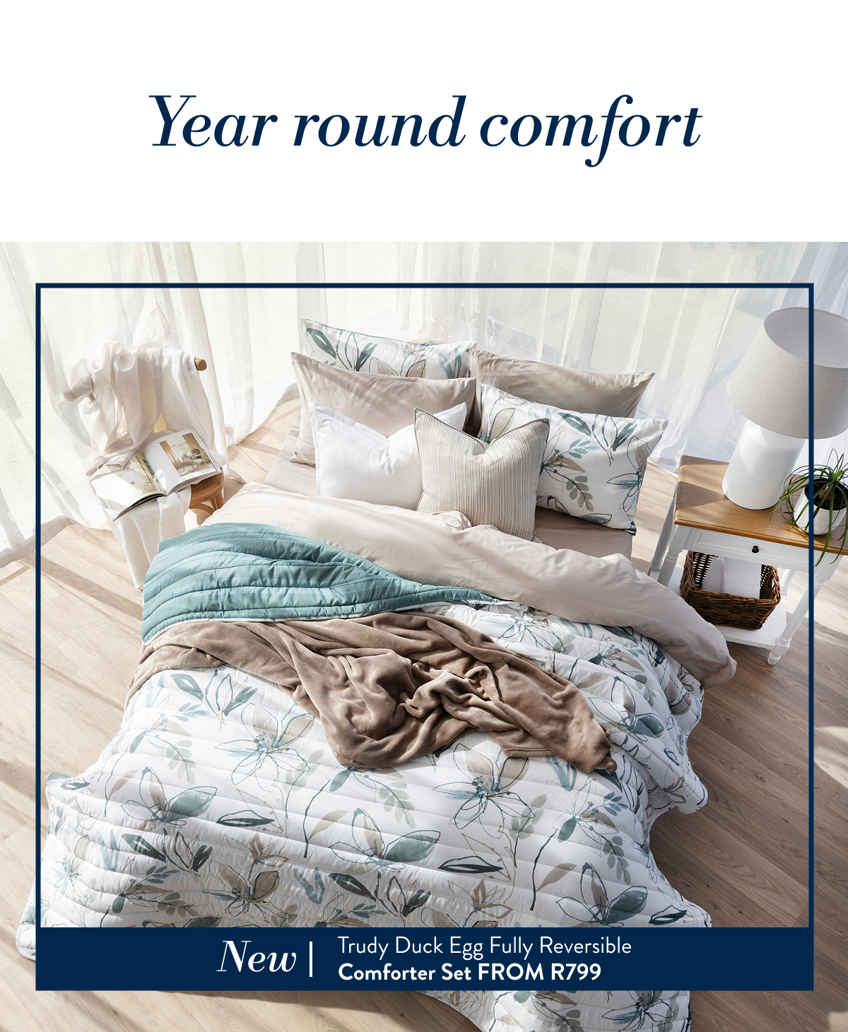 TRUDY DUCK EGG COMFORTER SET FROM: 