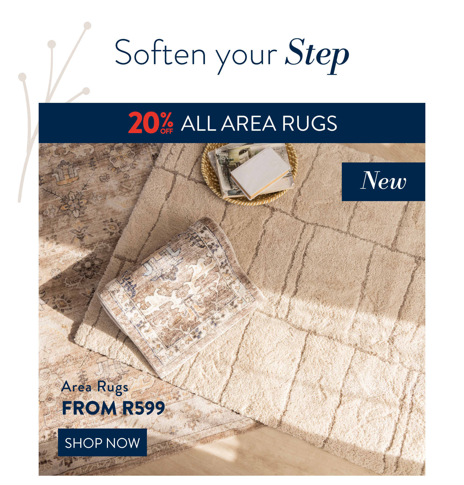 20% ALL AREA RUGS FROM: 