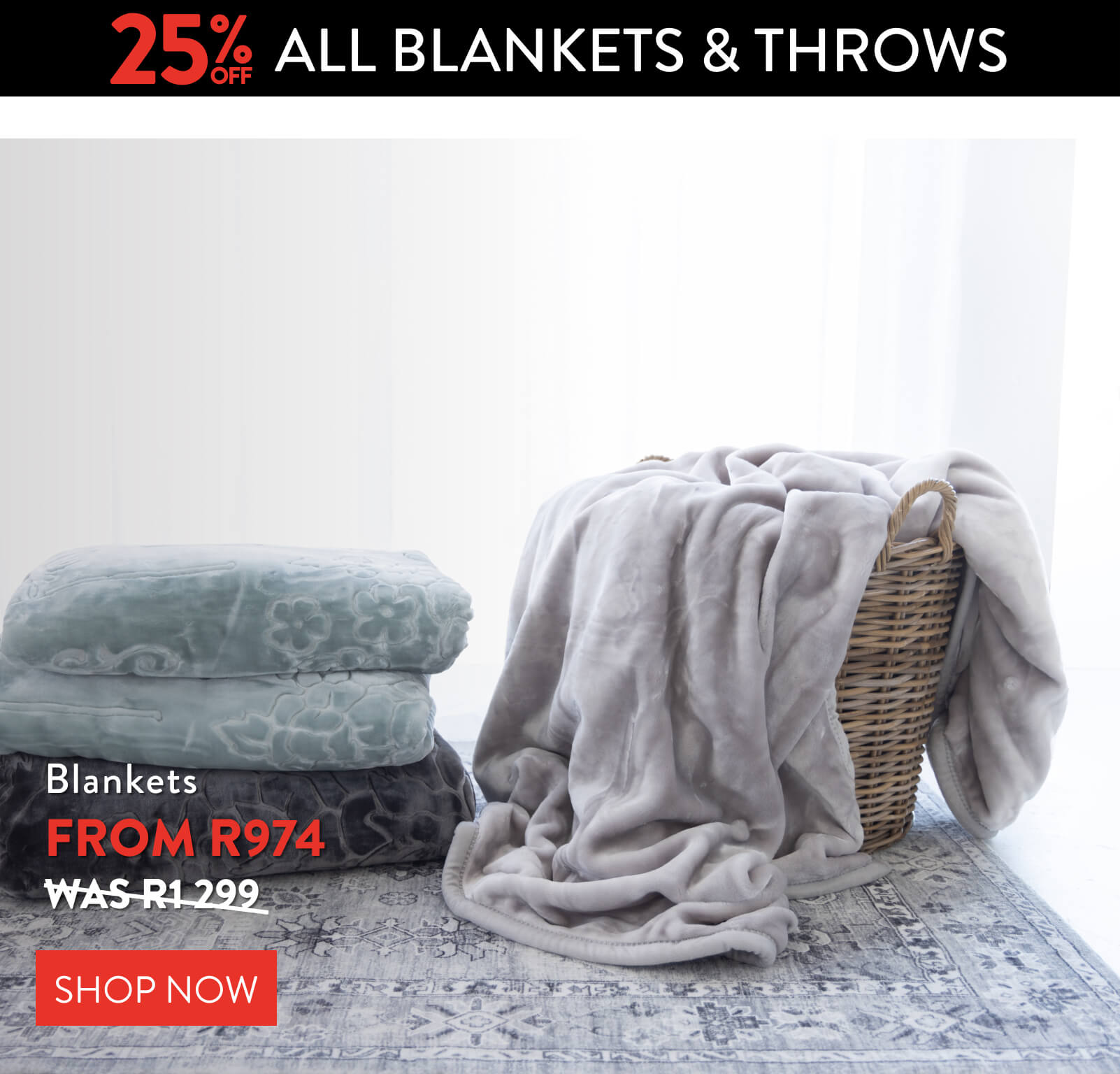 Get 25% OFF ALL Blankets & Throws: 