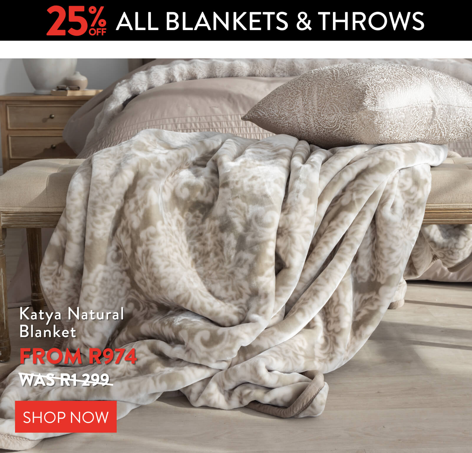 Get 25% OFF ALL Blankets & Throws: 