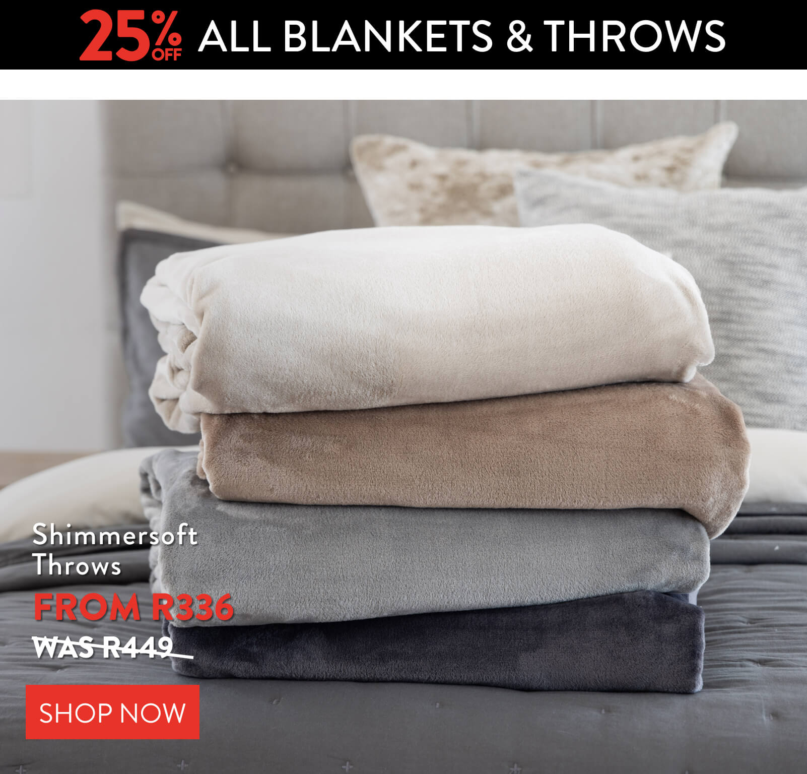 Get 25% OFF ALL Blankets & Throws: 