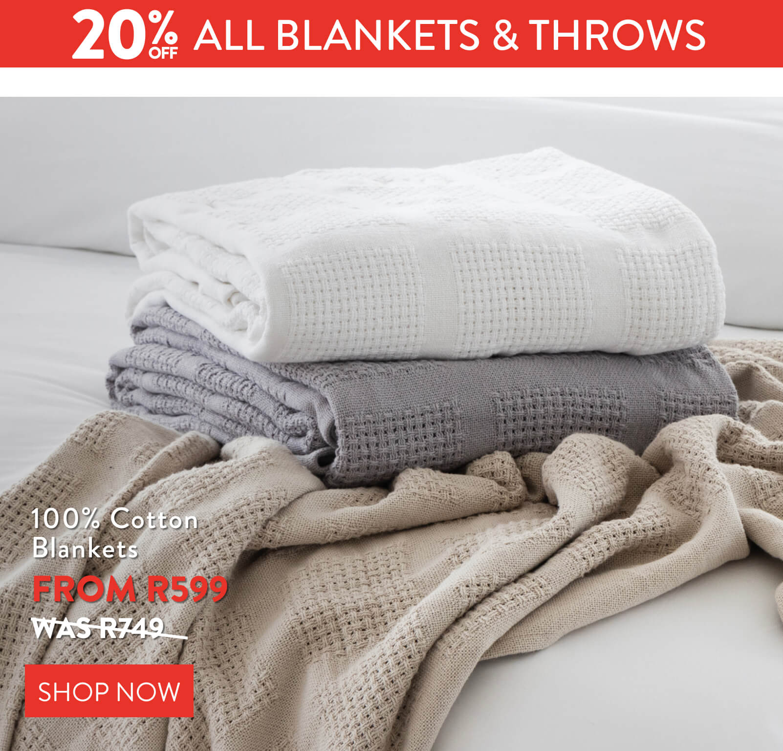 Get 20% OFF ALL Blankets & Throws FROM: