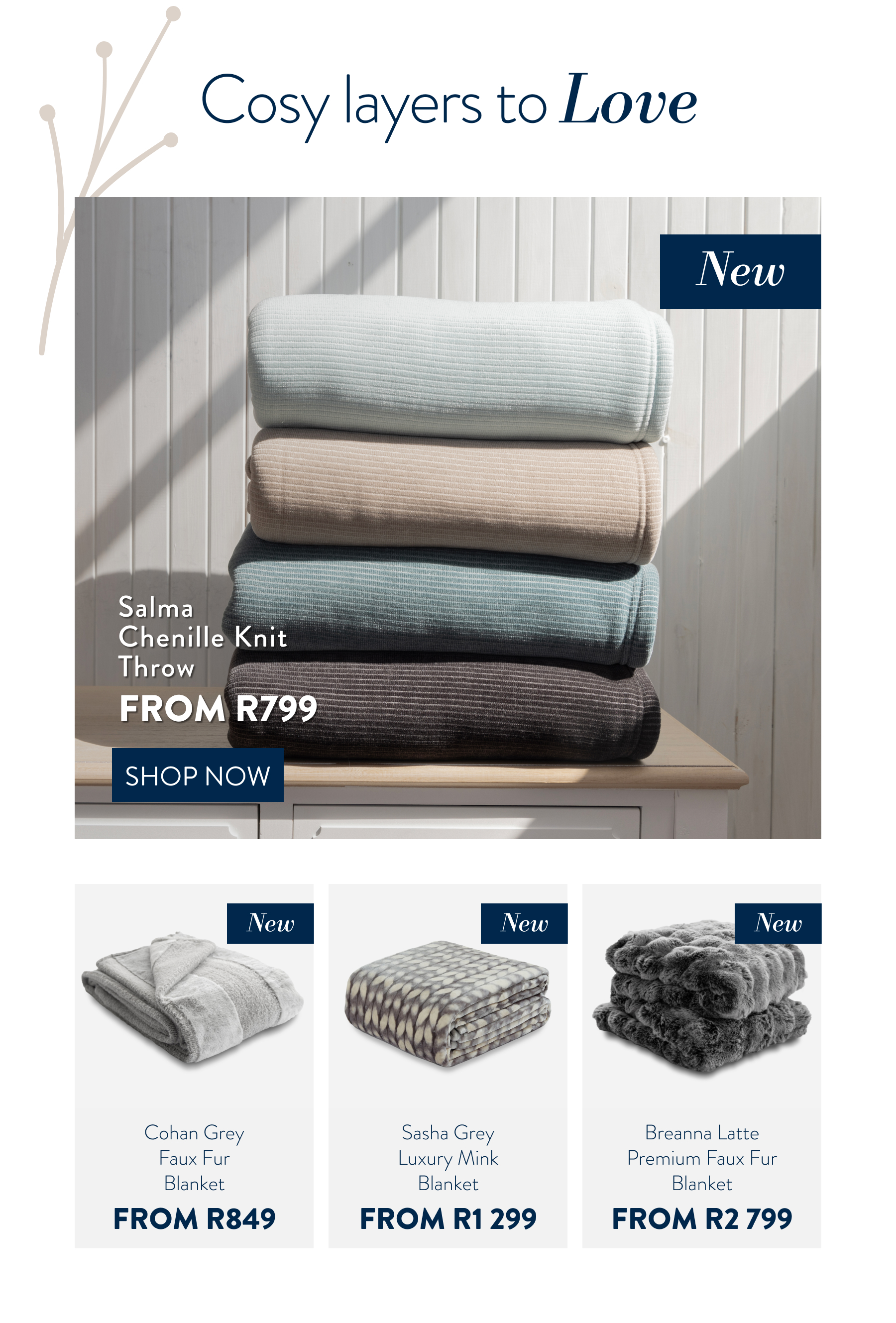 Blankets & Throws FROM: 