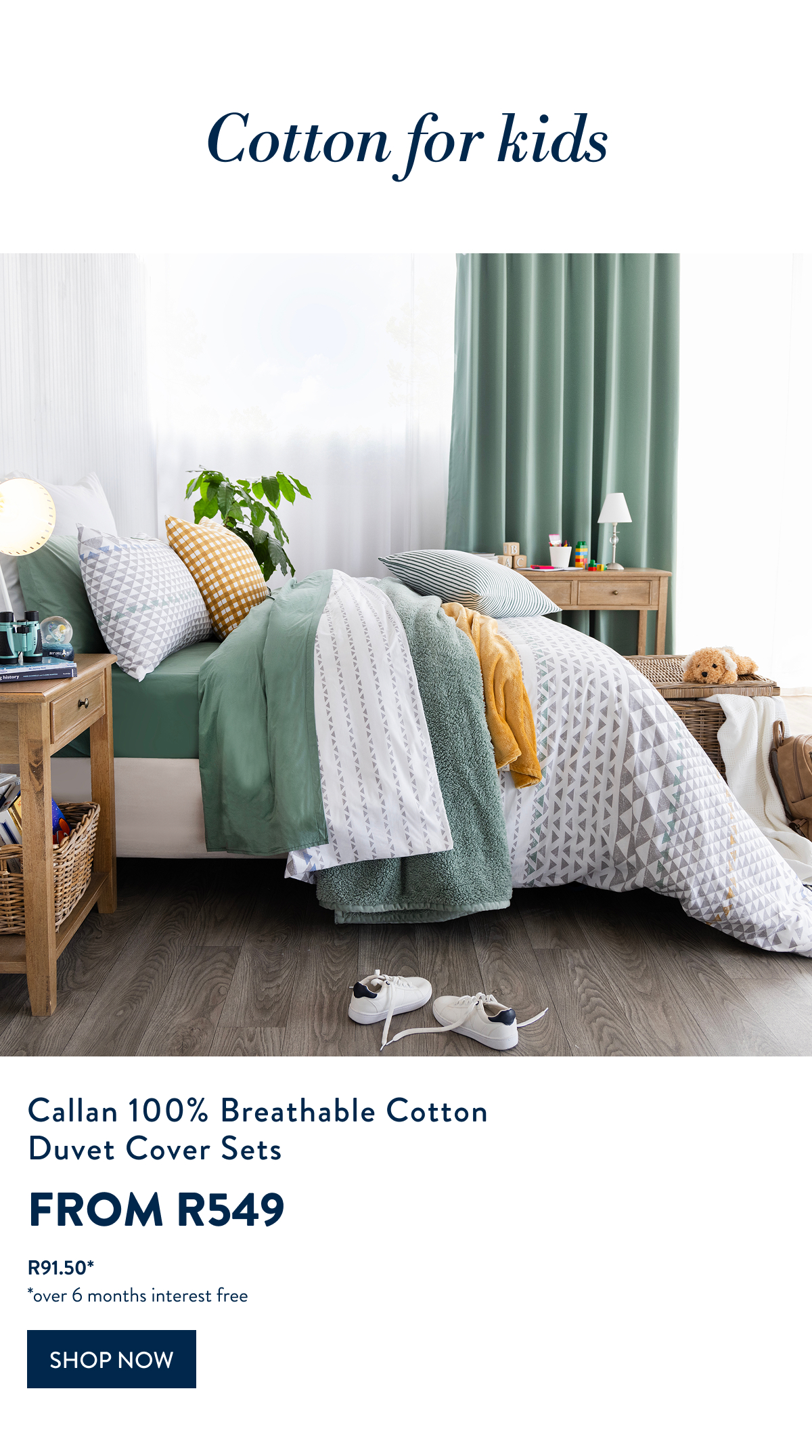 Callan 100% Breathable Kids Duvet Cover Set FROM