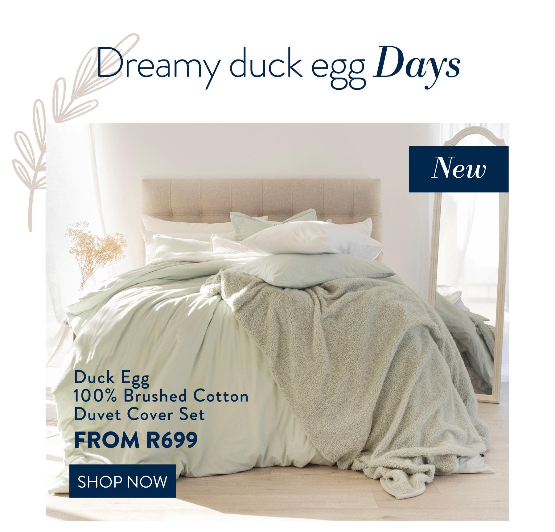 Duck Egg Brushed Cotton DCS FROM: 