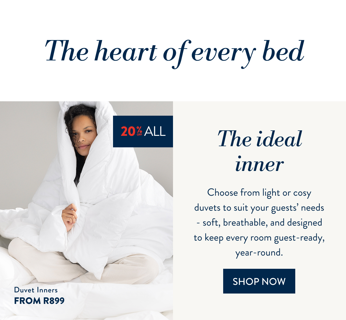 20% OFF ALL DUVET INNERS