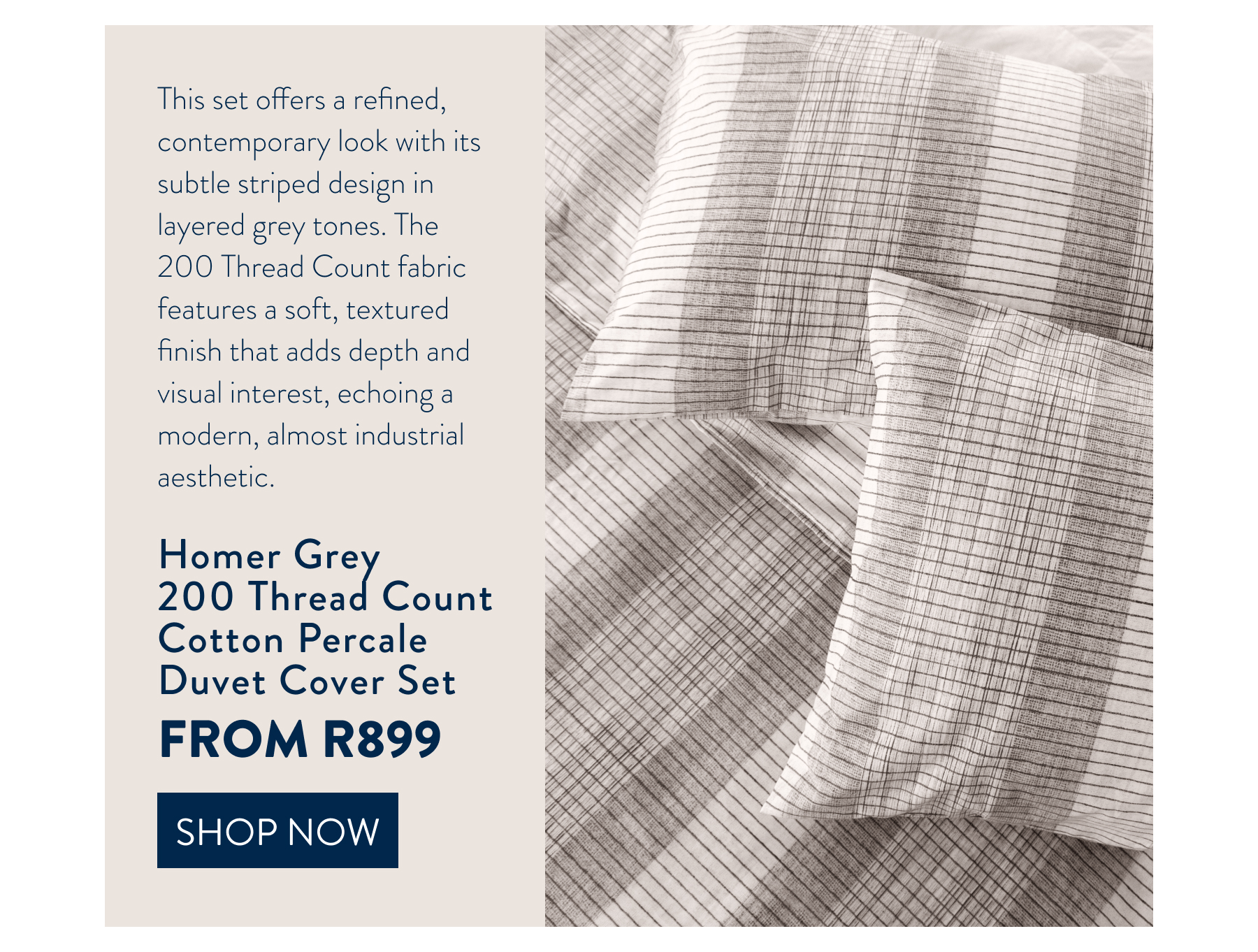 HOMER GREY DUVET COVER SET