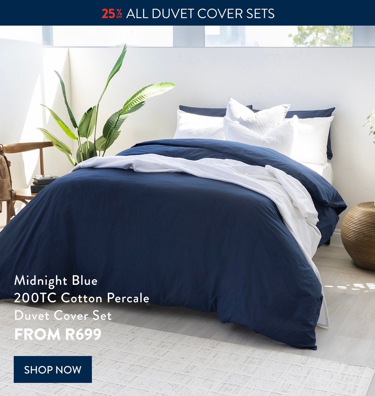 25% OFF ALL DCS - Midnight Blue 200TC Egyptian Cotton DCS