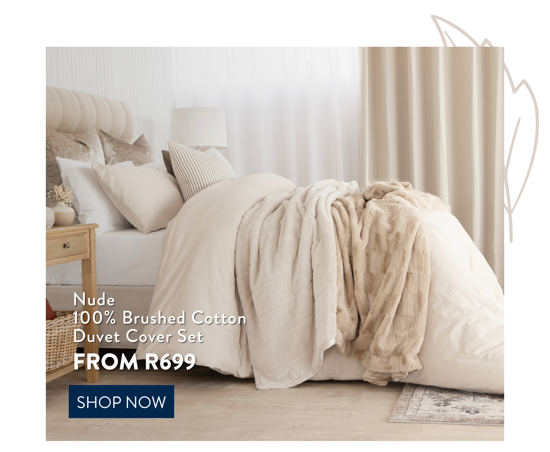 Nude Brushed Cotton Duvet Cover Set FROM: 