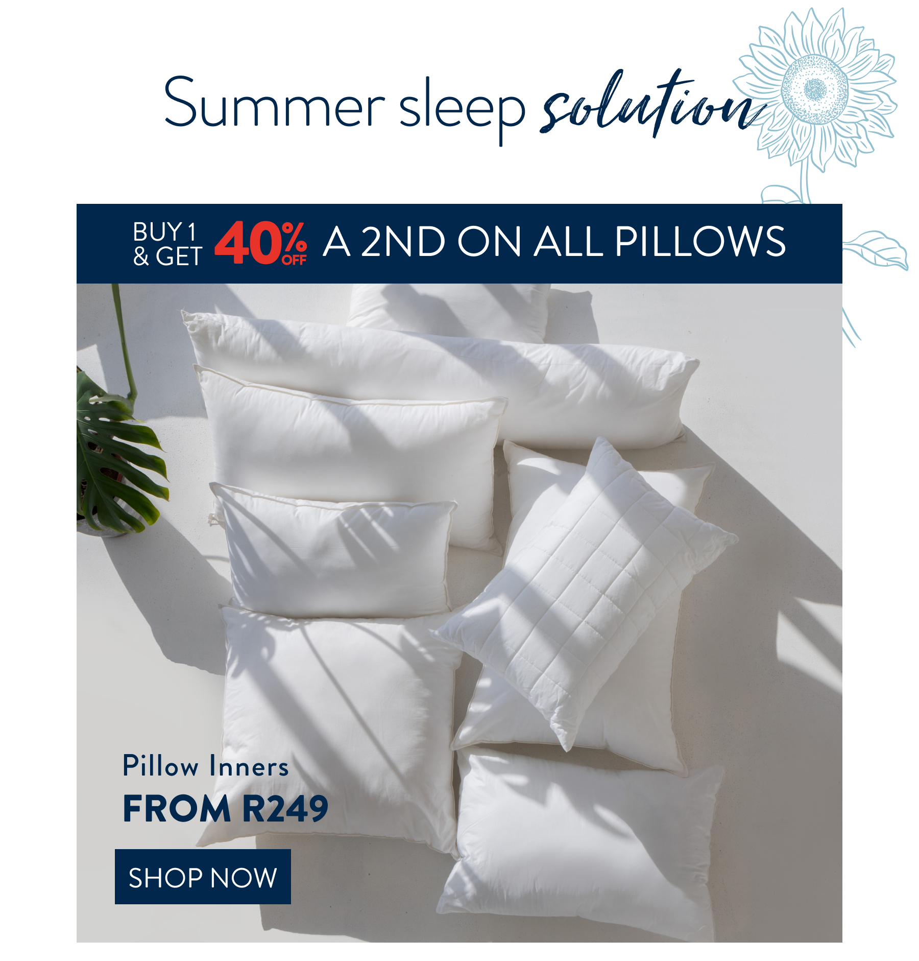 Buy 1, Get 40% a 2nd ALL Pillows FROM: 