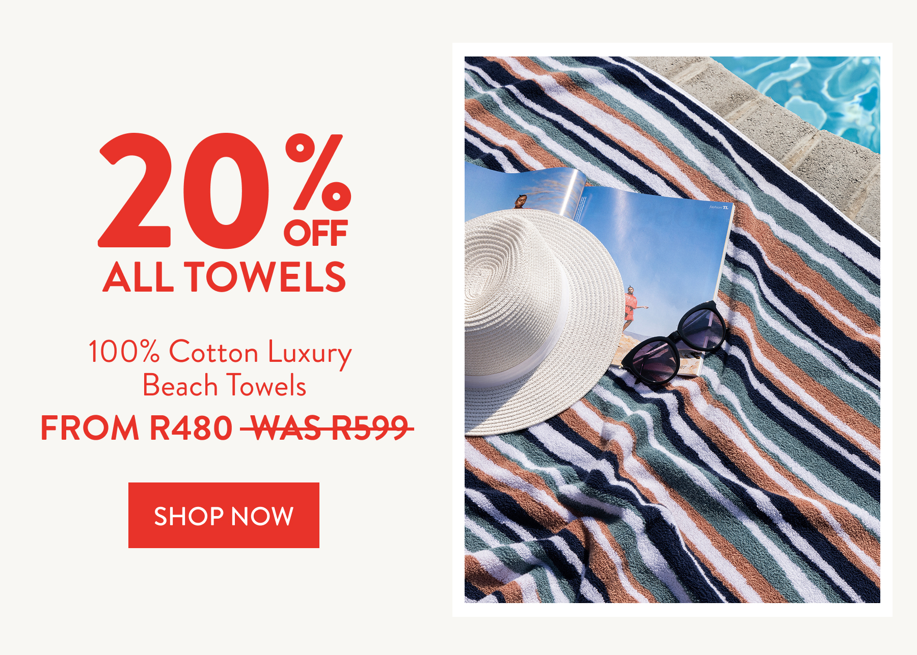 20% OFF ALL BEACH TOWELS