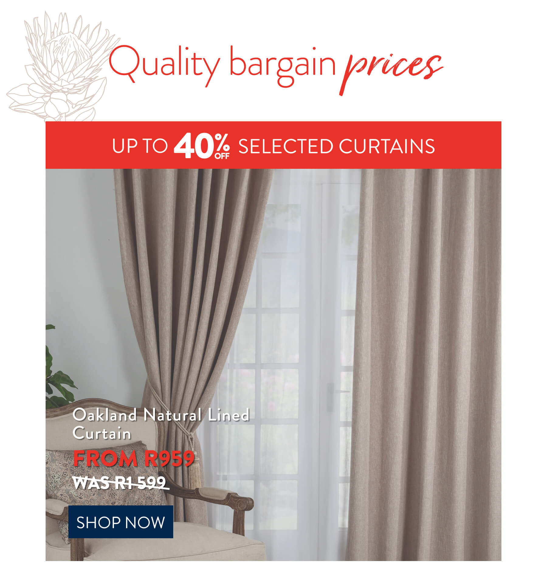Up to 40% OFF Selected Curtains: 