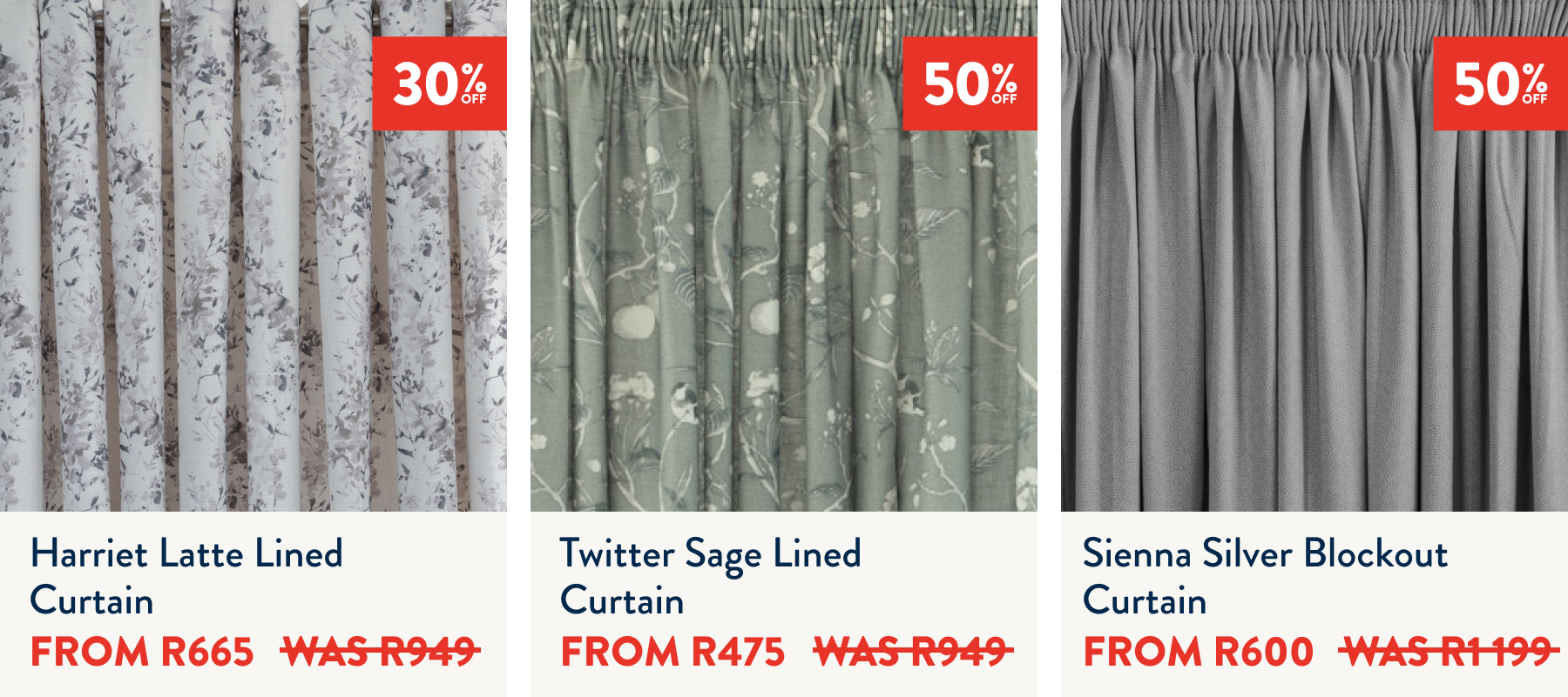 Up to 40% OFF Selected Curtains FROM: 