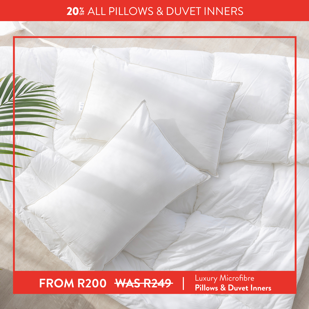 20% OFF ALL PILLOW & DUVET INNERS
