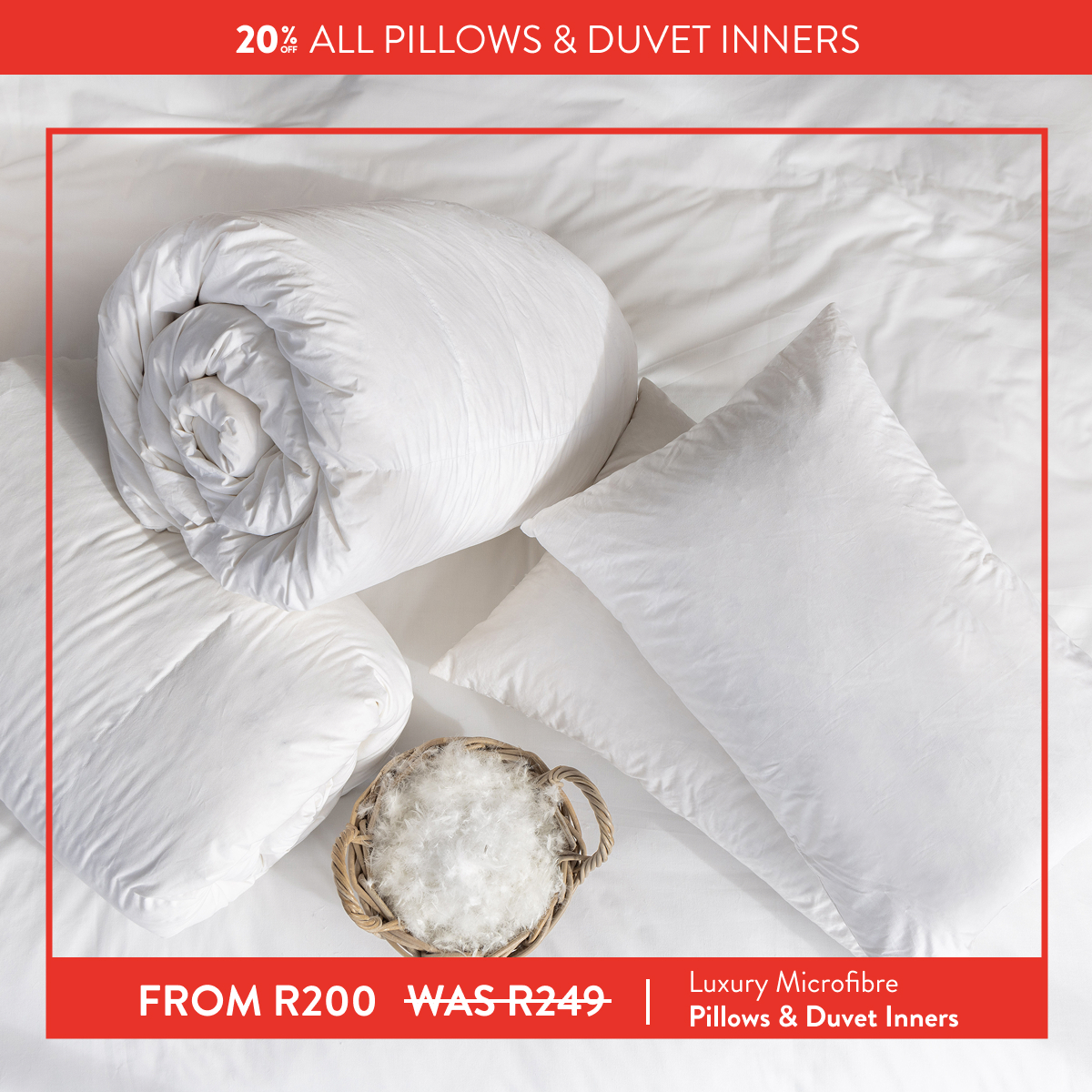 20% OFF ALL PILLOW & DUVET INNERS