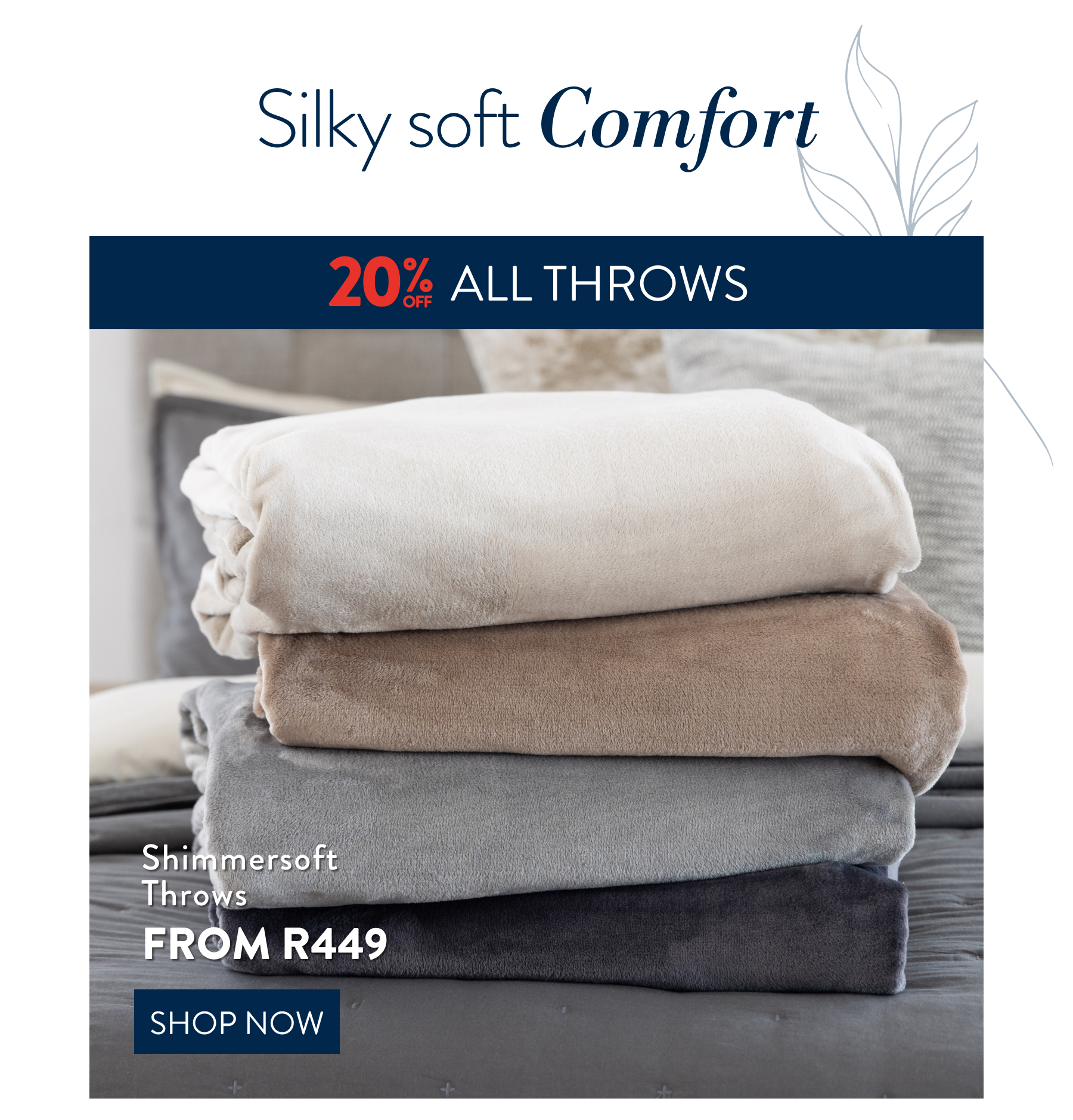 20% OFF ALL Blankets FROM: 