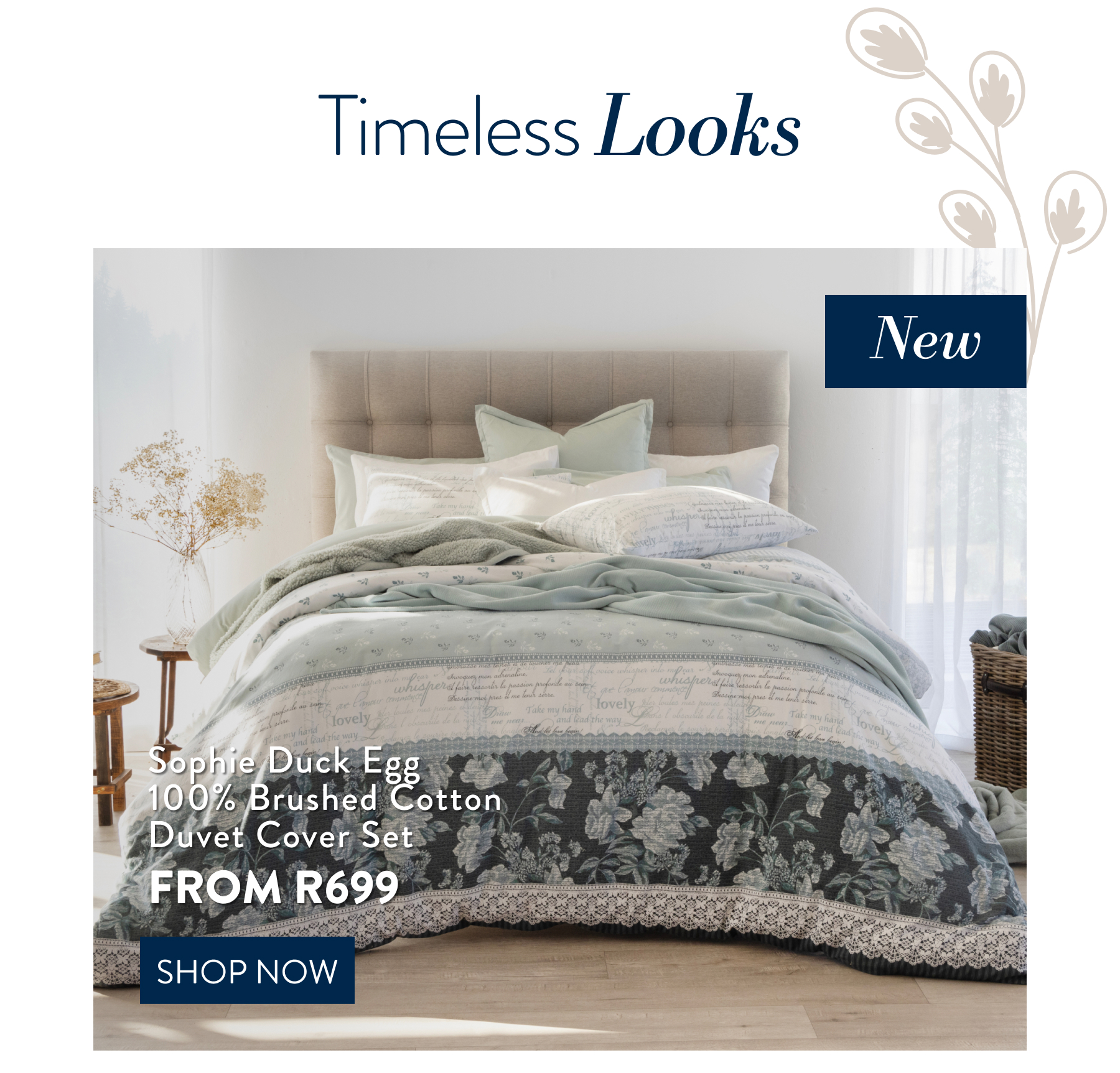 SOPHIE DUCK EGG DUVET COVER SET FROM: 