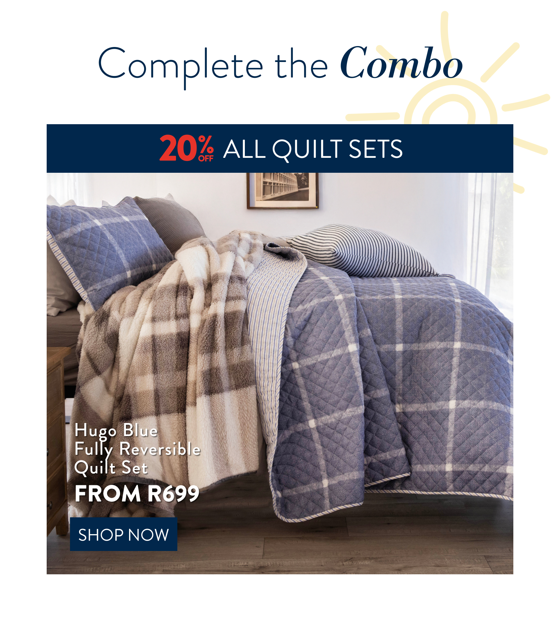 20% OFF HUGO BLUE QUILT SET FROM: 